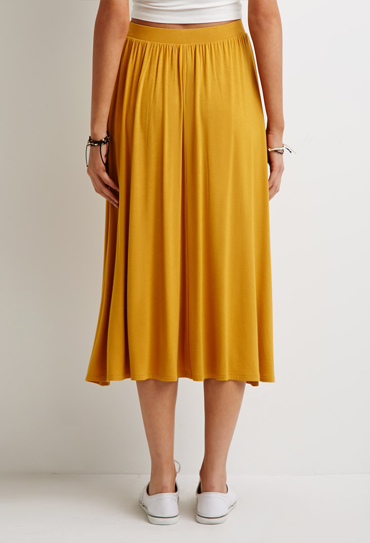 Lyst - Forever 21 Stretch-Knit A-Line Skirt in Yellow
