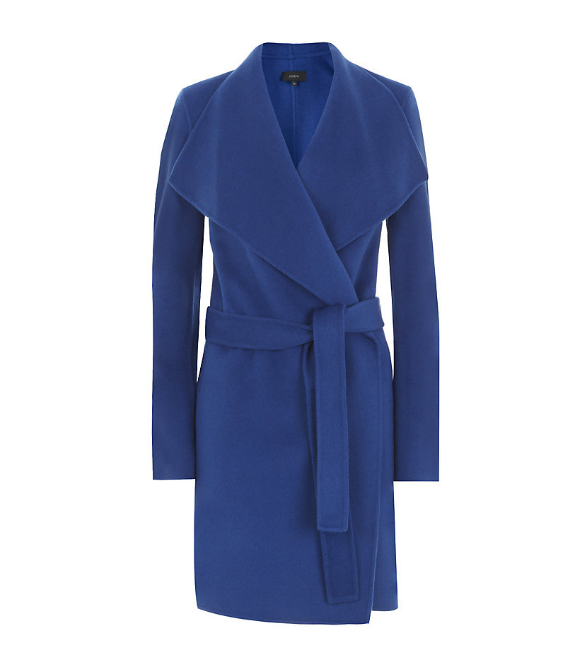 Joseph Lisa Long Cashmere Wrap Coat in Blue | Lyst