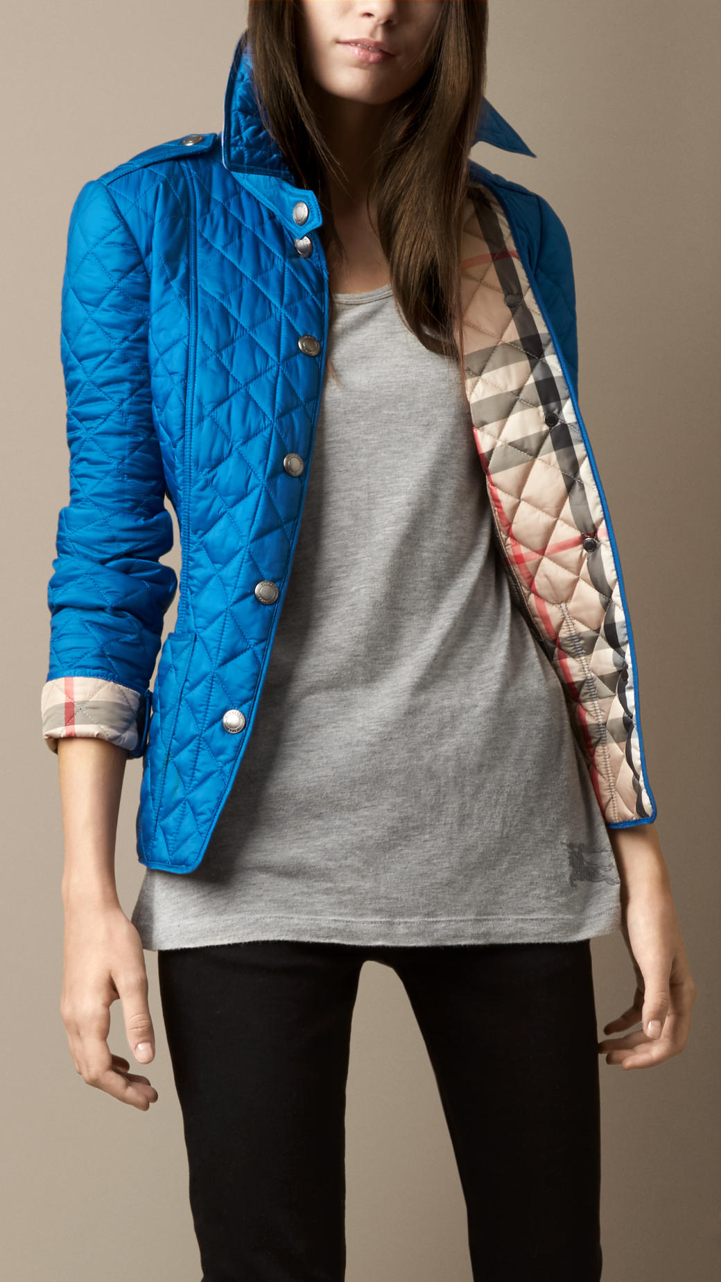 Burberry Diamond Quilted Jacket in Blue 