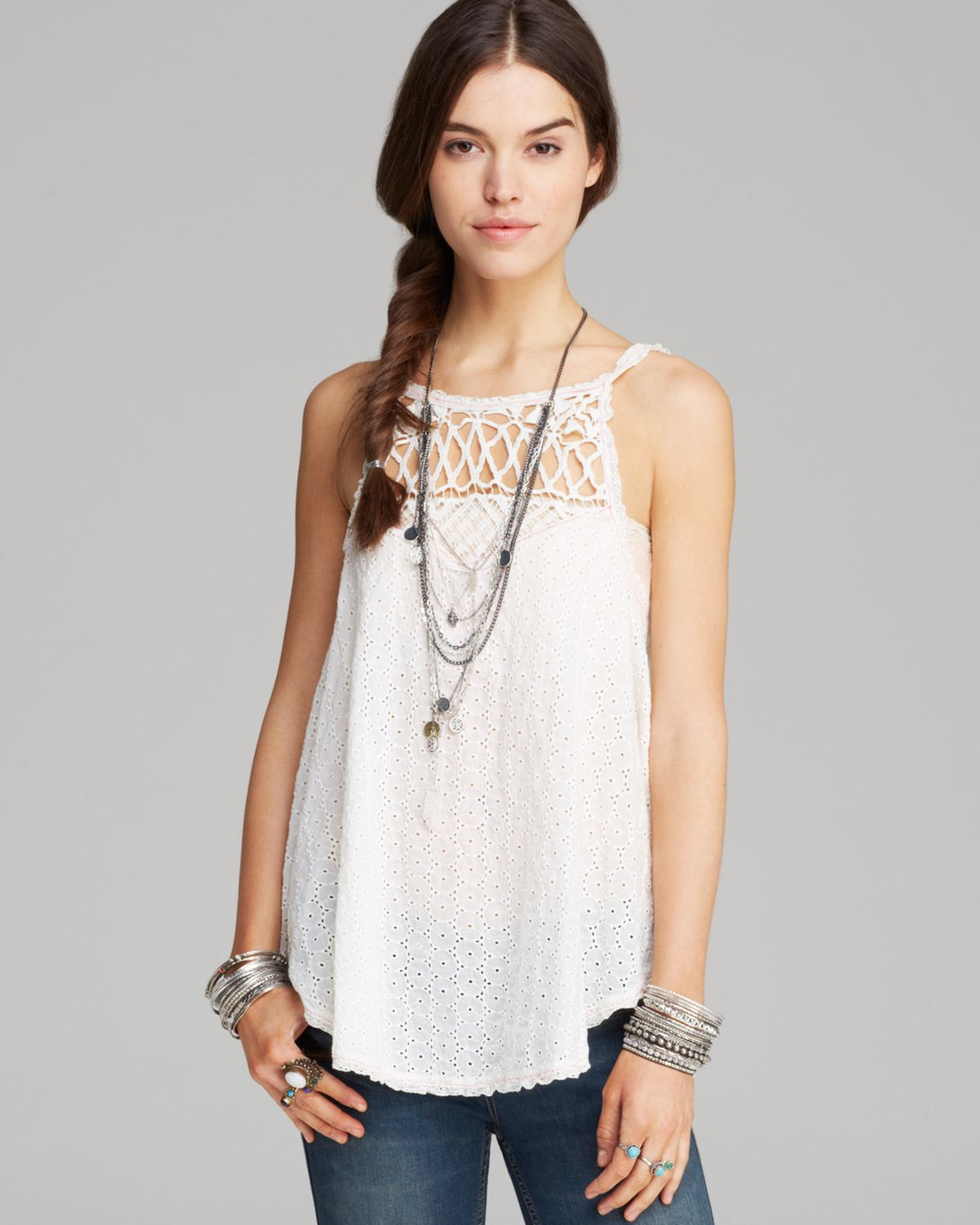 Free People Top - I Got My Eyelet On You in White - Lyst