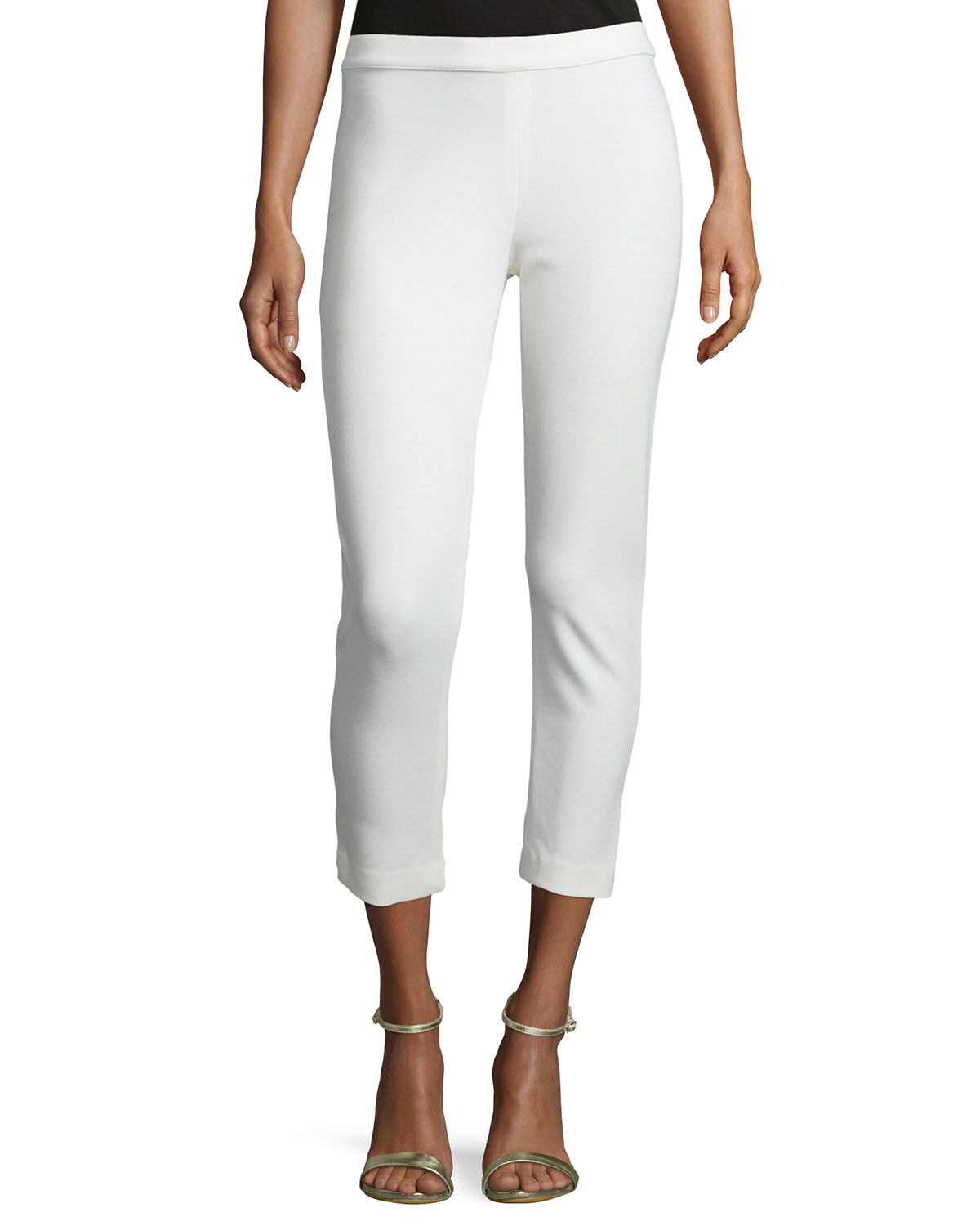 Joan vass Ponte Slim Ankle Pants in Beige (IVORY) | Lyst