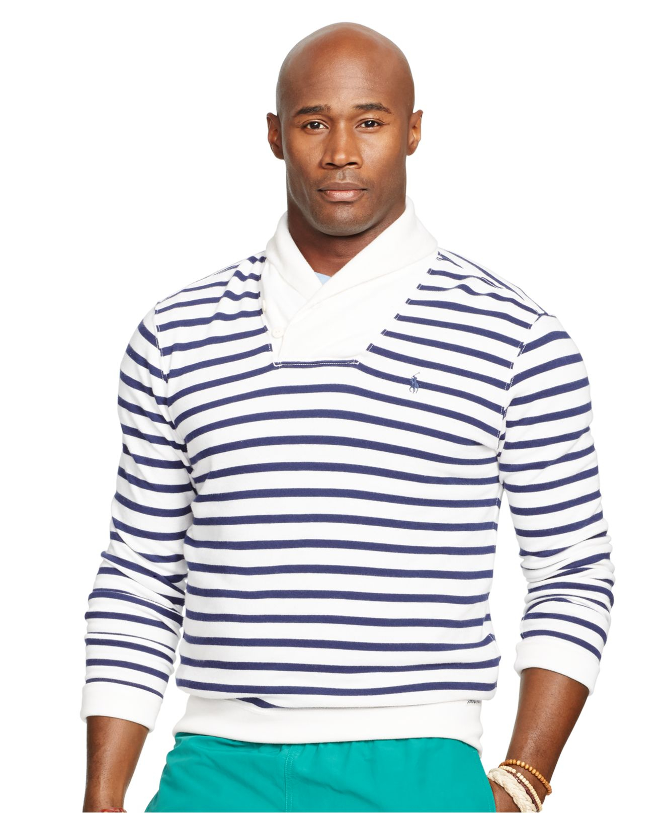 ralph lauren blue and white striped sweater