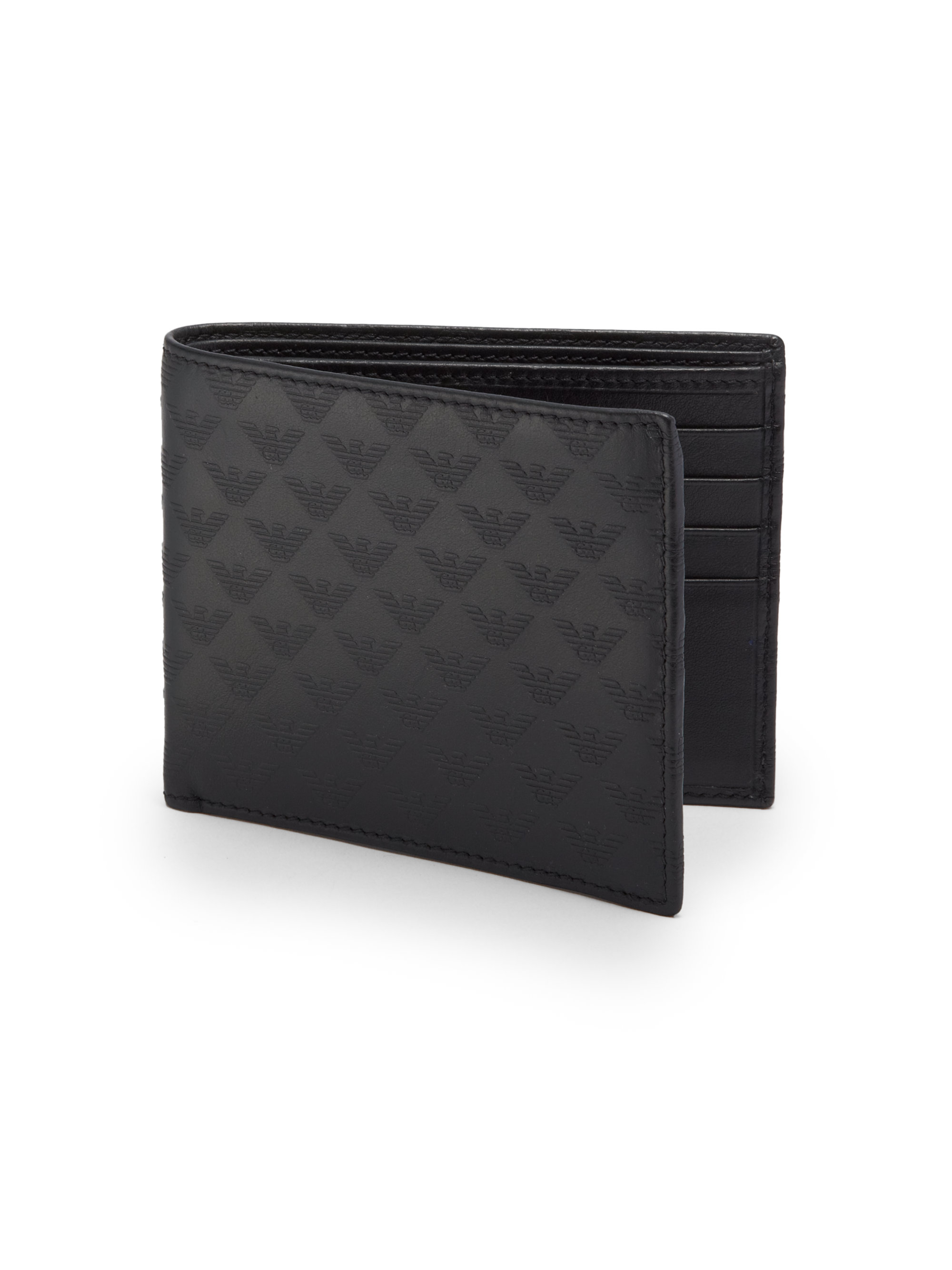 Emporio armani Leather Wallet in Black for Men | Lyst