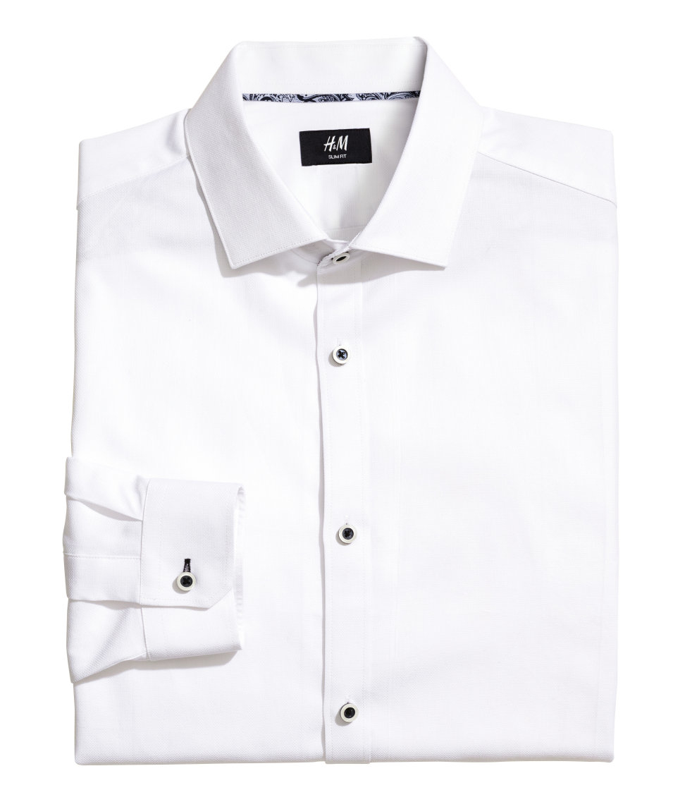 h&m slim fit white shirt