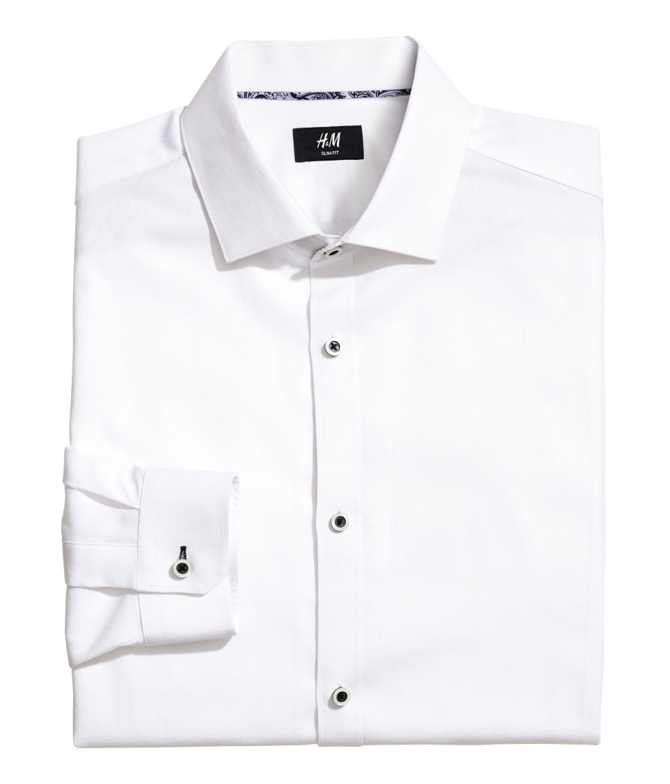 h&m slim fit white t shirt