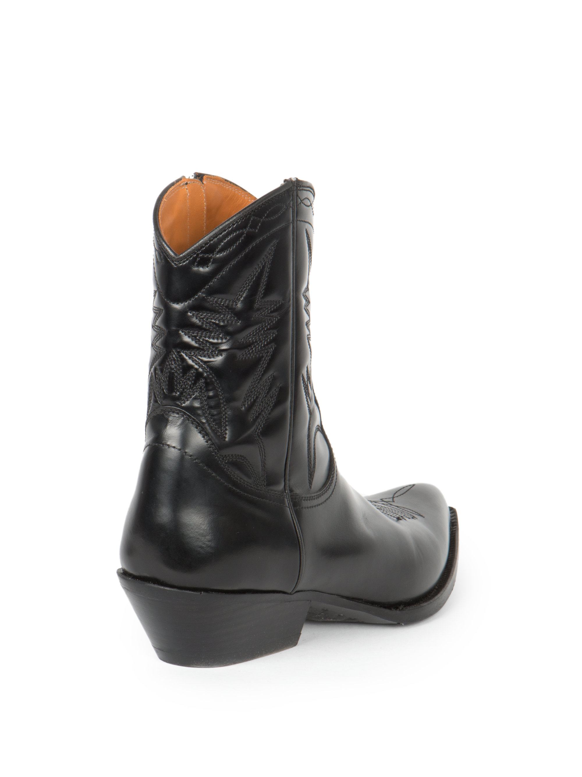 Saint Laurent Santiag Leather Western Ankle Boots in Black - Lyst