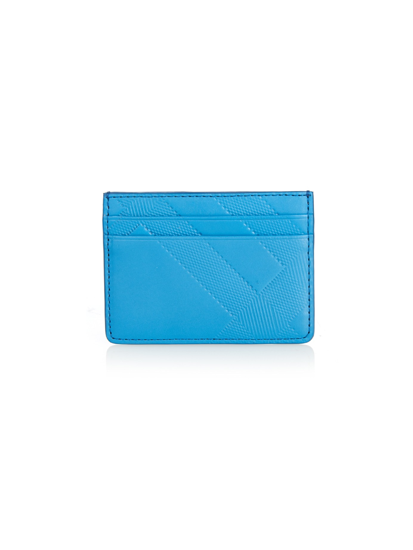 Burberry Check-Embossed Leather Cardholder in Blue for Men - Lyst