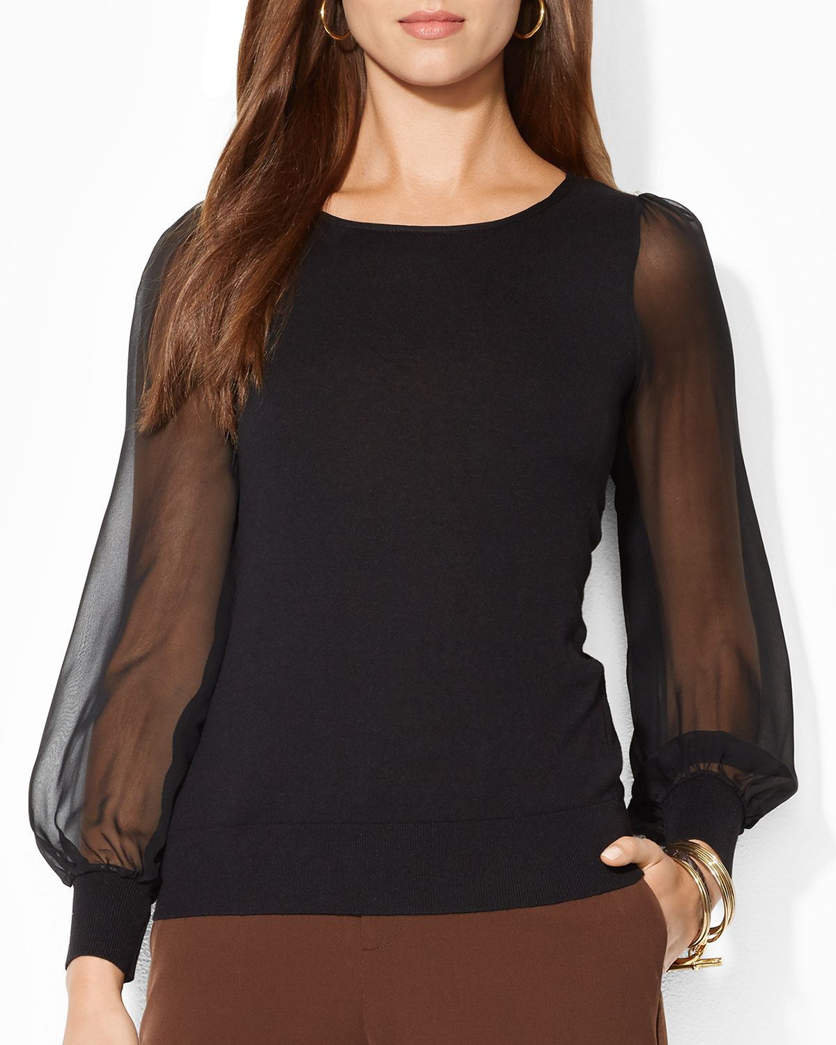 sweater with sheer sleeves