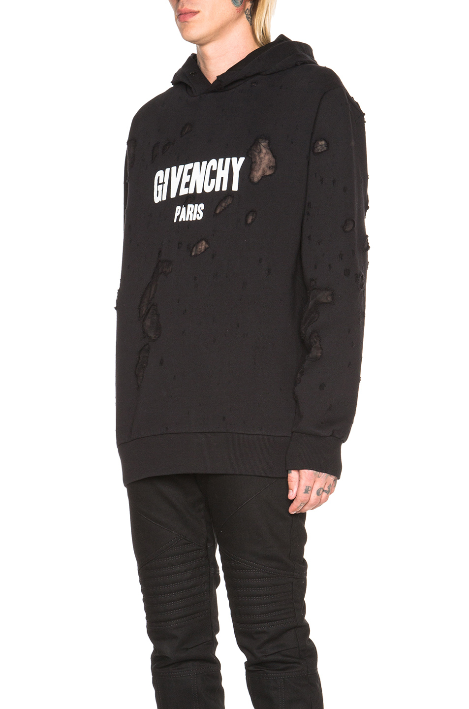 givenchy black ripped hoodie