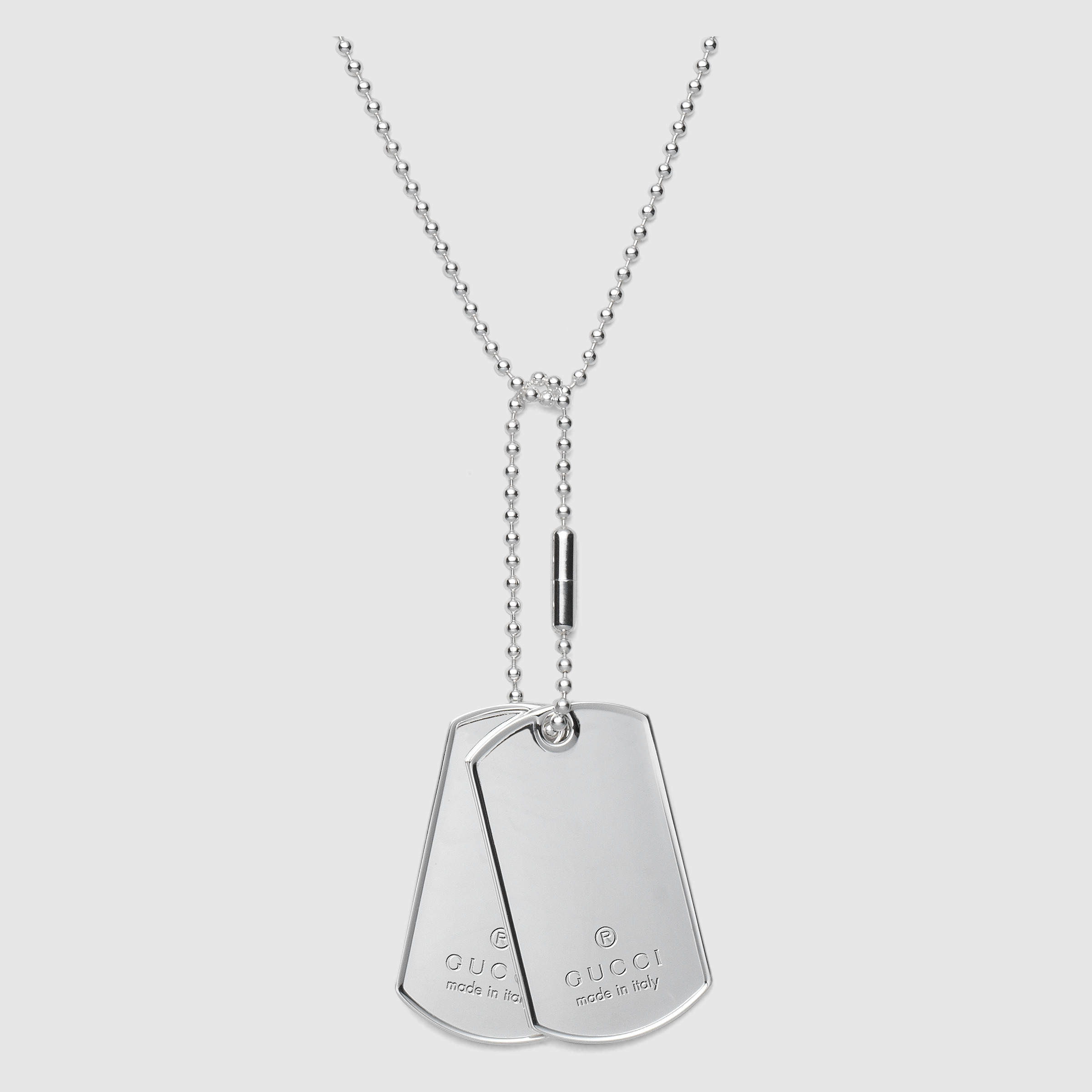 Gucci Dog Tag Necklace in Metallic | Lyst