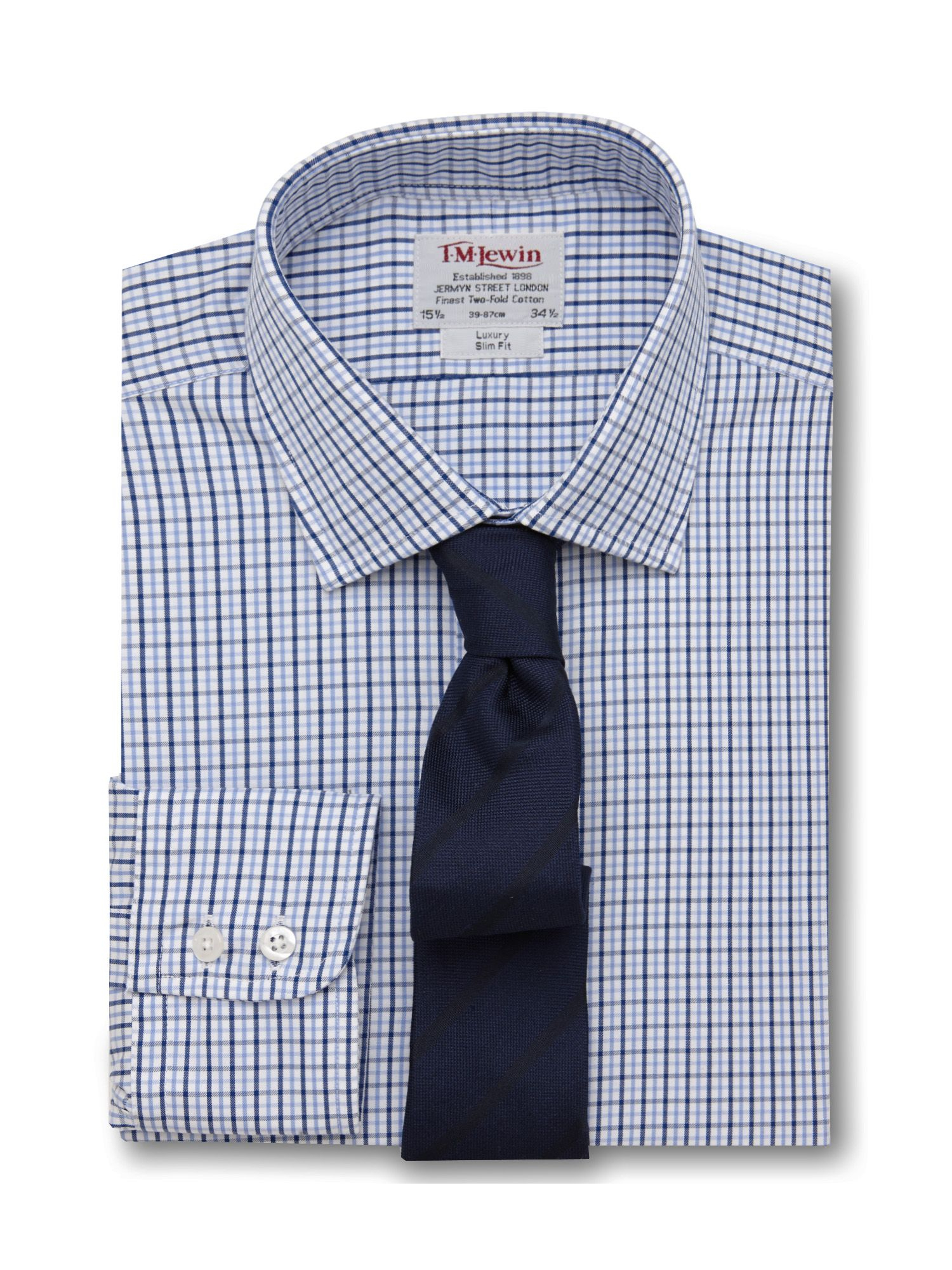 Tm lewin Check Slim Fit Long Sleeve Shirt in Blue for Men Lyst