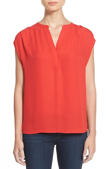 chaus split neck blouse