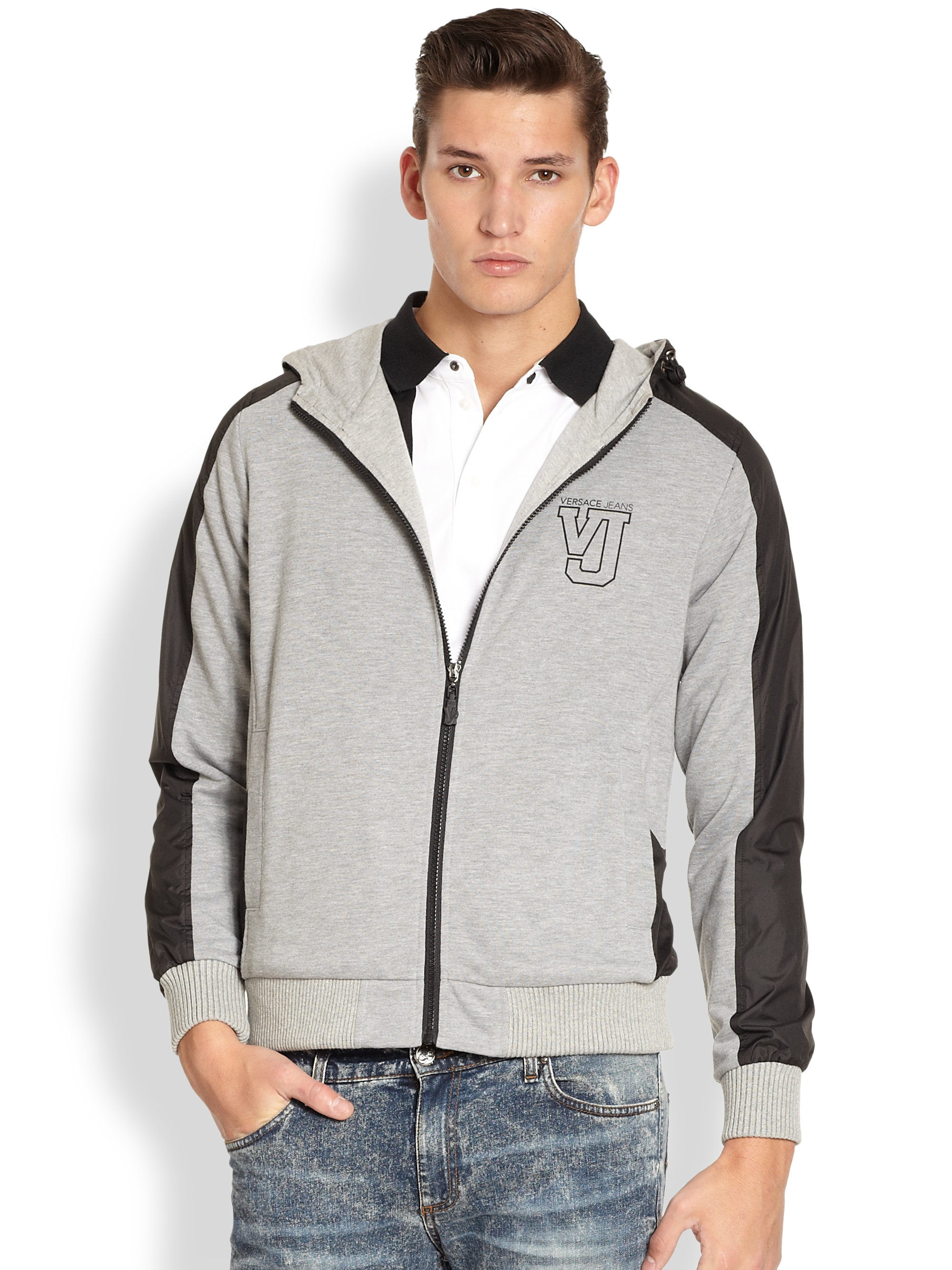 versace hoodie grey