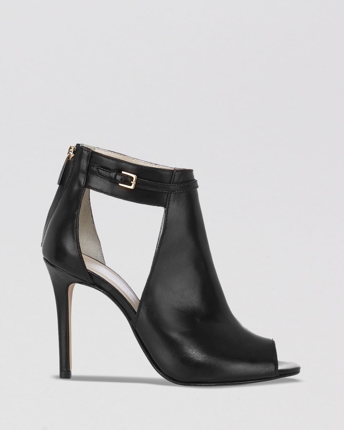 open toe ankle tie heeled bootie