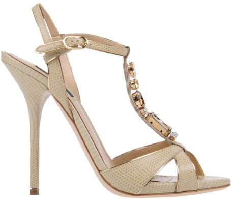 Dolce & Gabbana High Heeled Sandals in Beige | Lyst