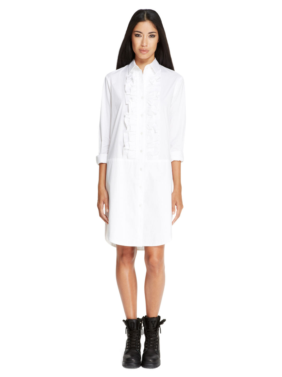 white tuxedo shirt dress