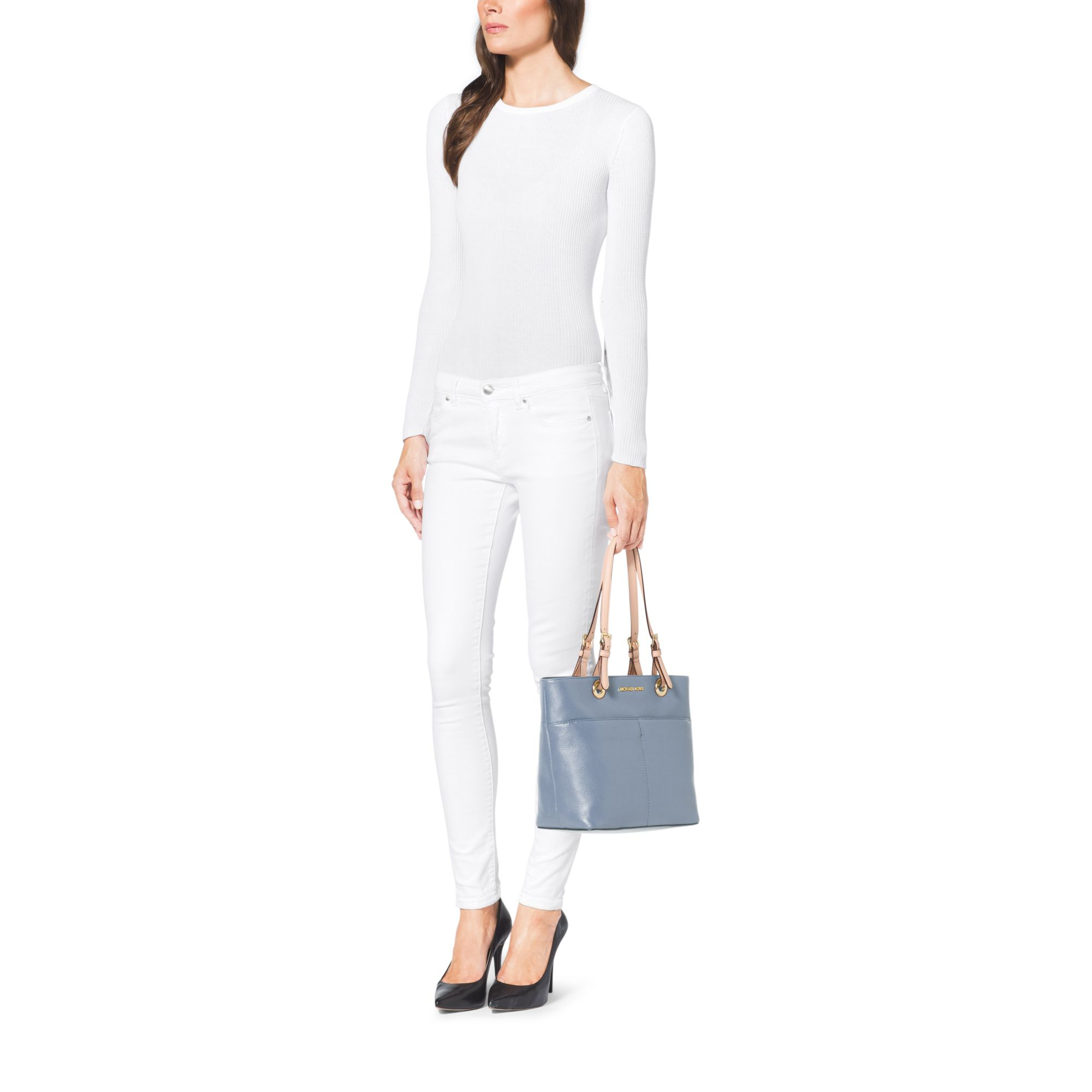 Michael Kors Bedford Leather Tote Bag in Pale Blue (Blue) | Lyst