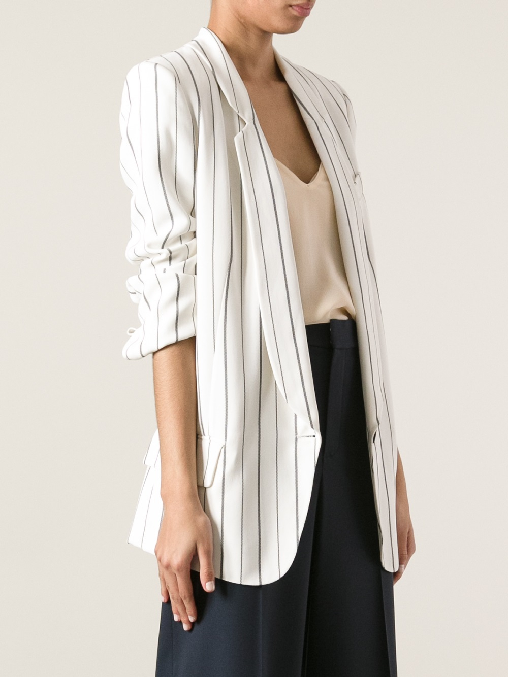 white striped blazer