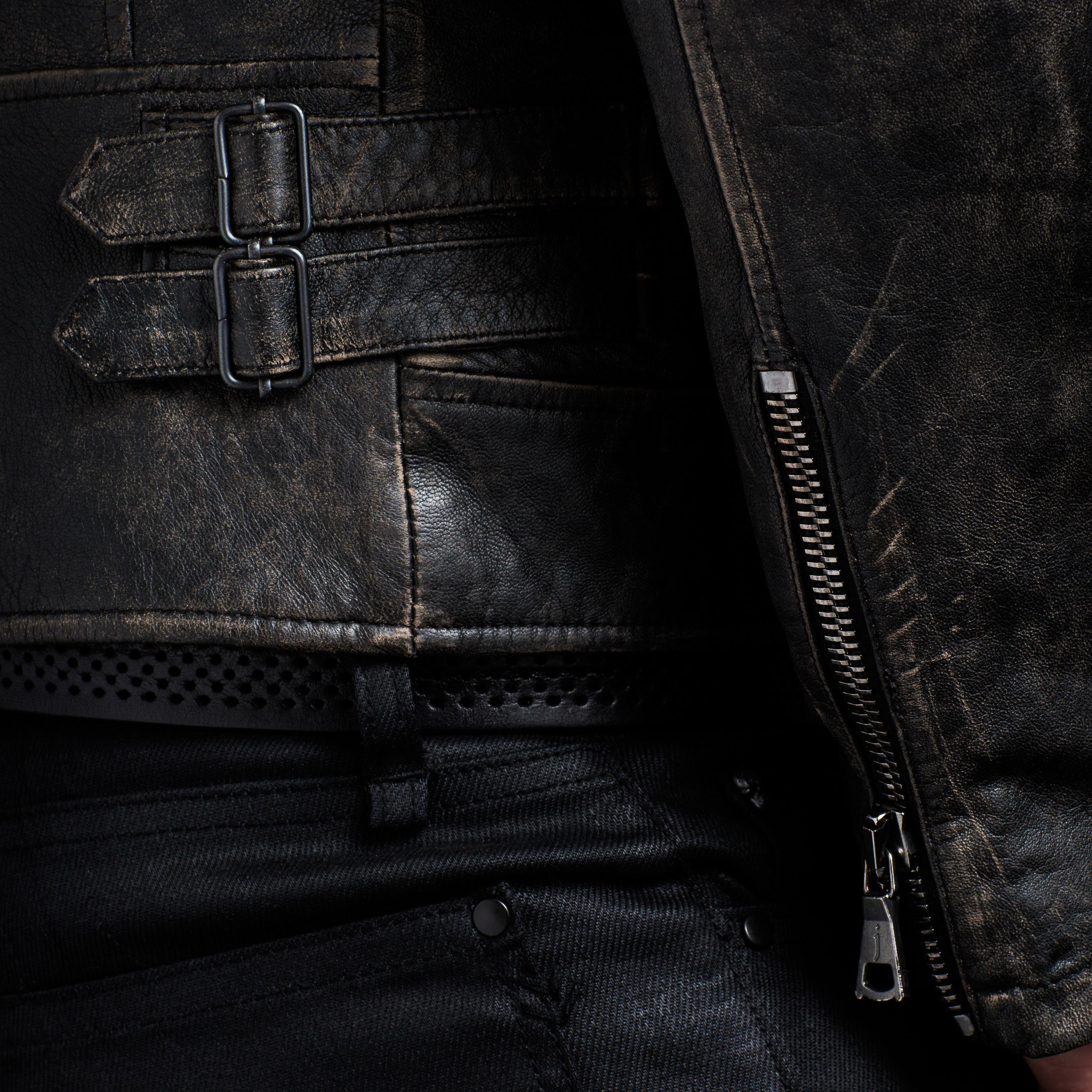John Varvatos Asymmetrical Leather Biker Jacket in Black for Men | Lyst