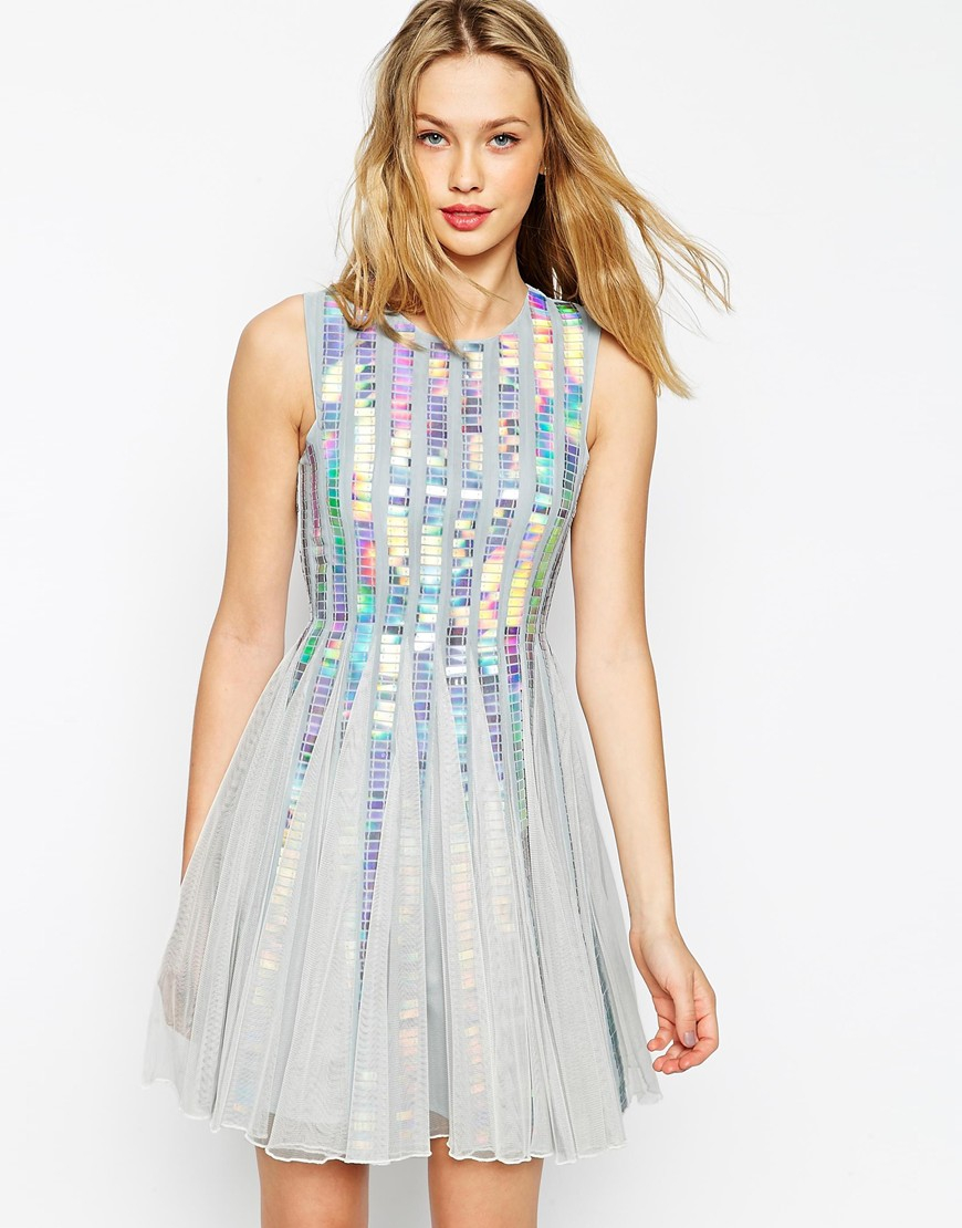Trendsi Holographic Sequin Mini Dress Multicolor / L