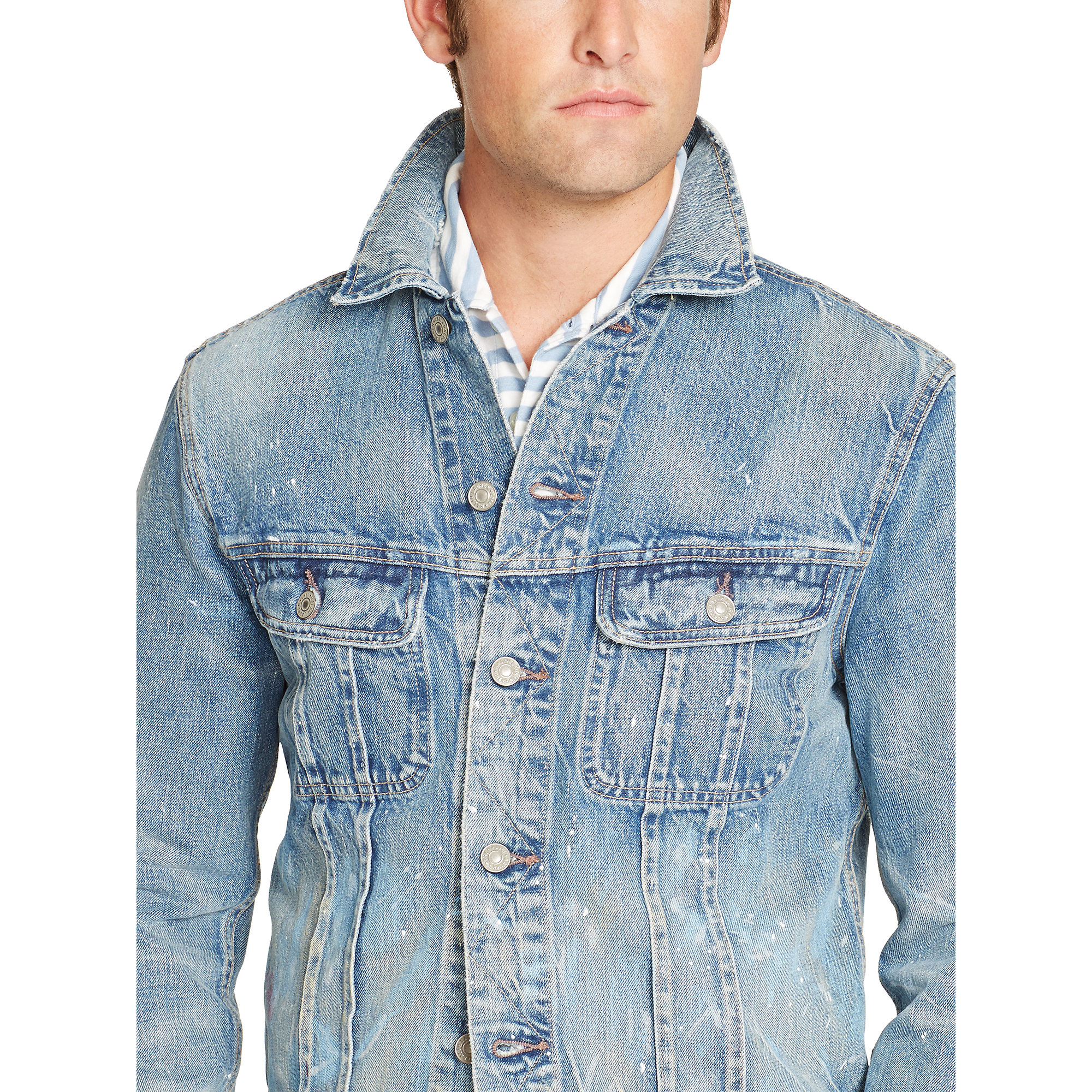 Polo Ralph Lauren Distressed Denim Jacket in Blue for Men | Lyst