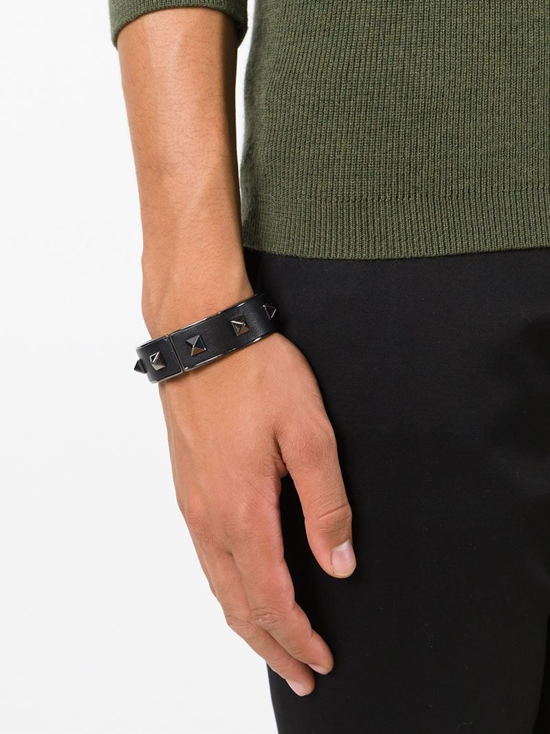 Valentino 'rockstud' Bracelet in Black for Men Lyst