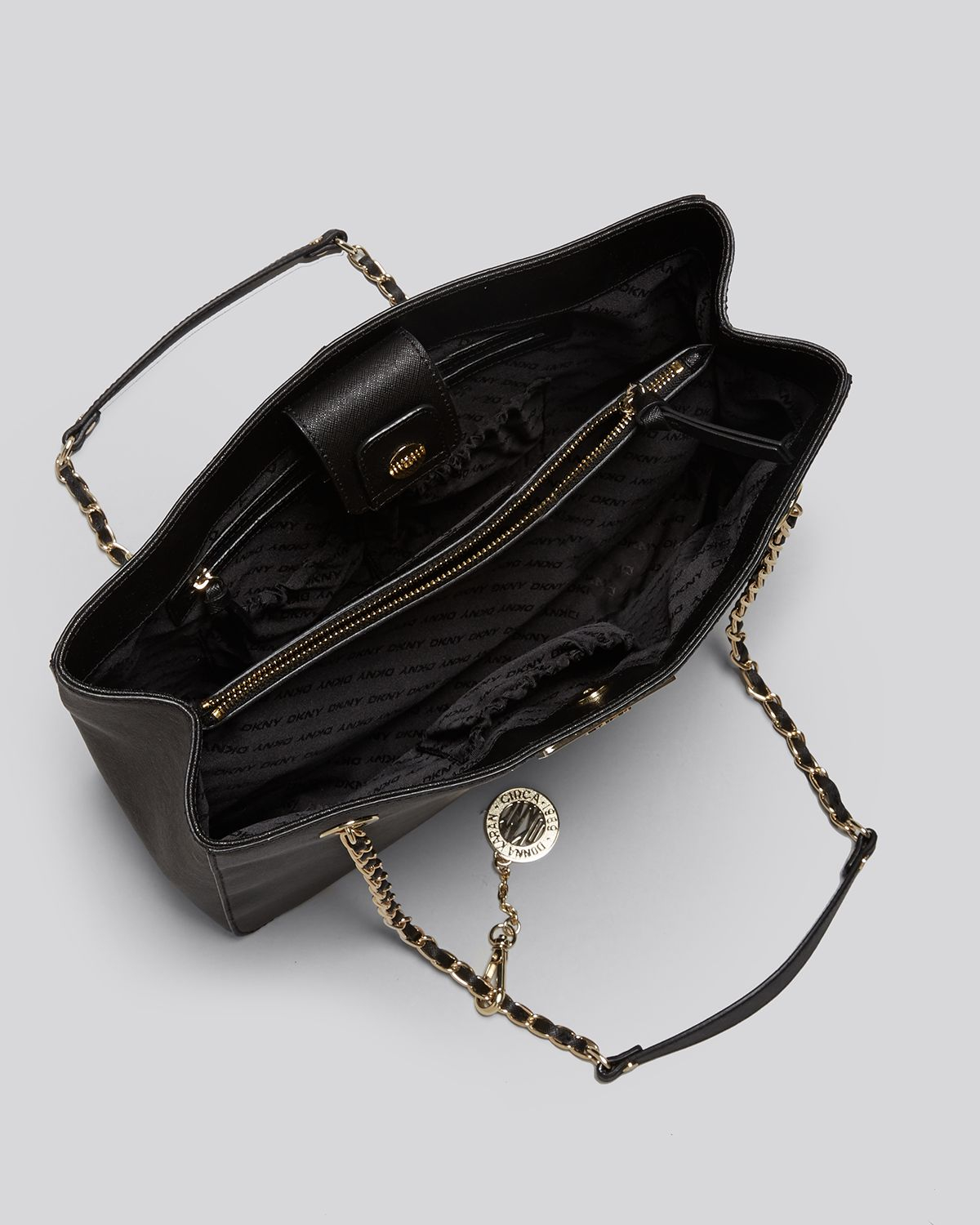 DKNY Tote Saffiano Shopper with Chain Strap in Black Lyst