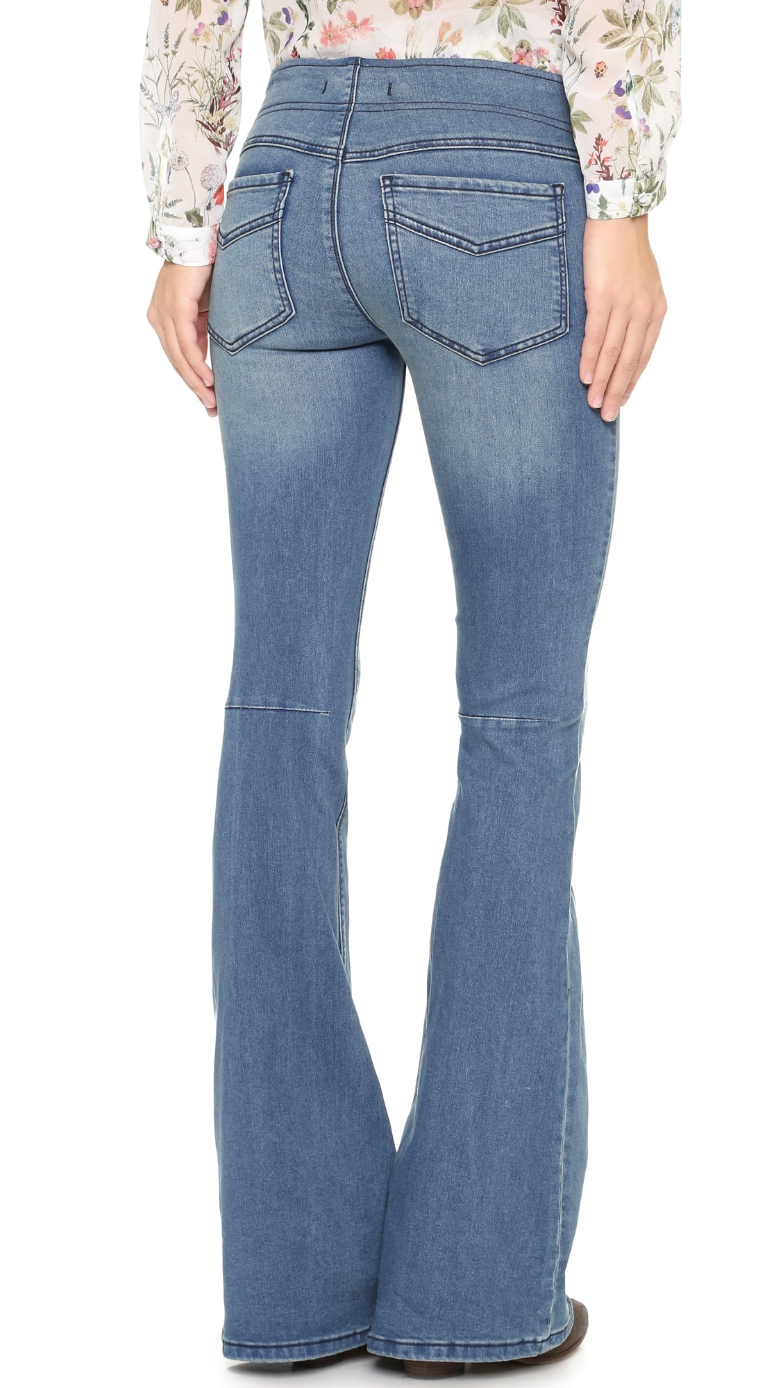 Free People Denim Pull On Flare Jeans in Blue - Lyst