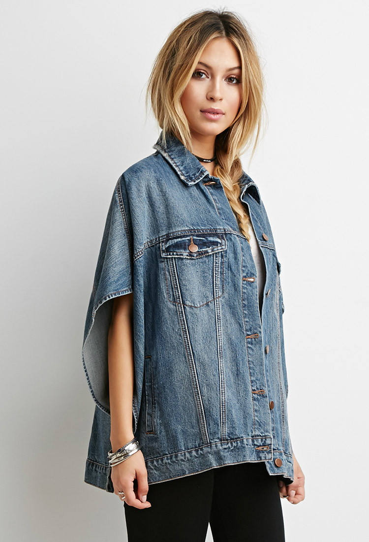 jean poncho jacket