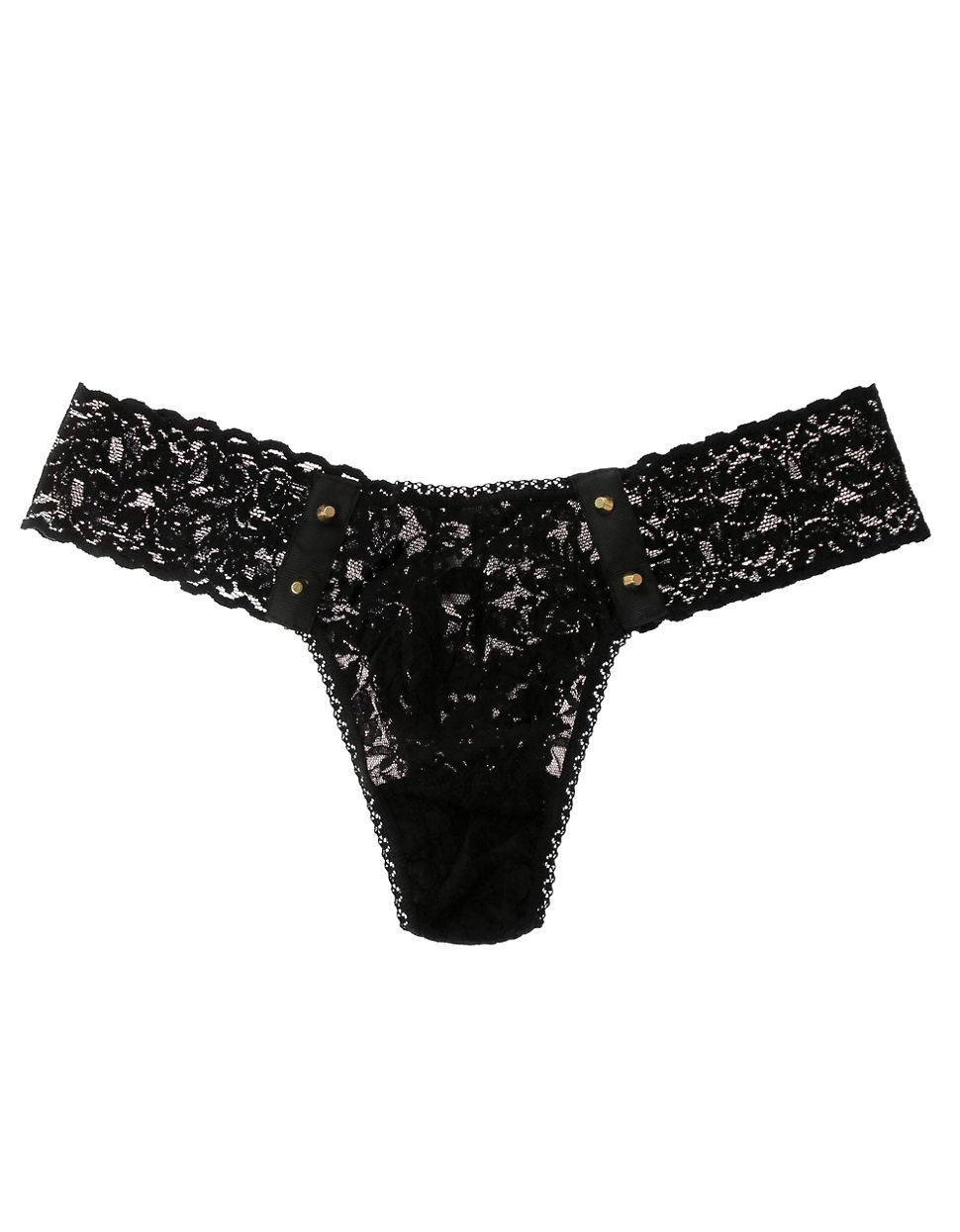 Lyst - Hanky Panky After Midnight Studded Lace Thong in Black