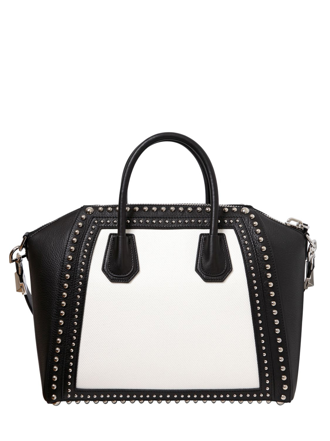 Givenchy Medium Antigona Studded Leather Bag in Black/White (White) - Lyst