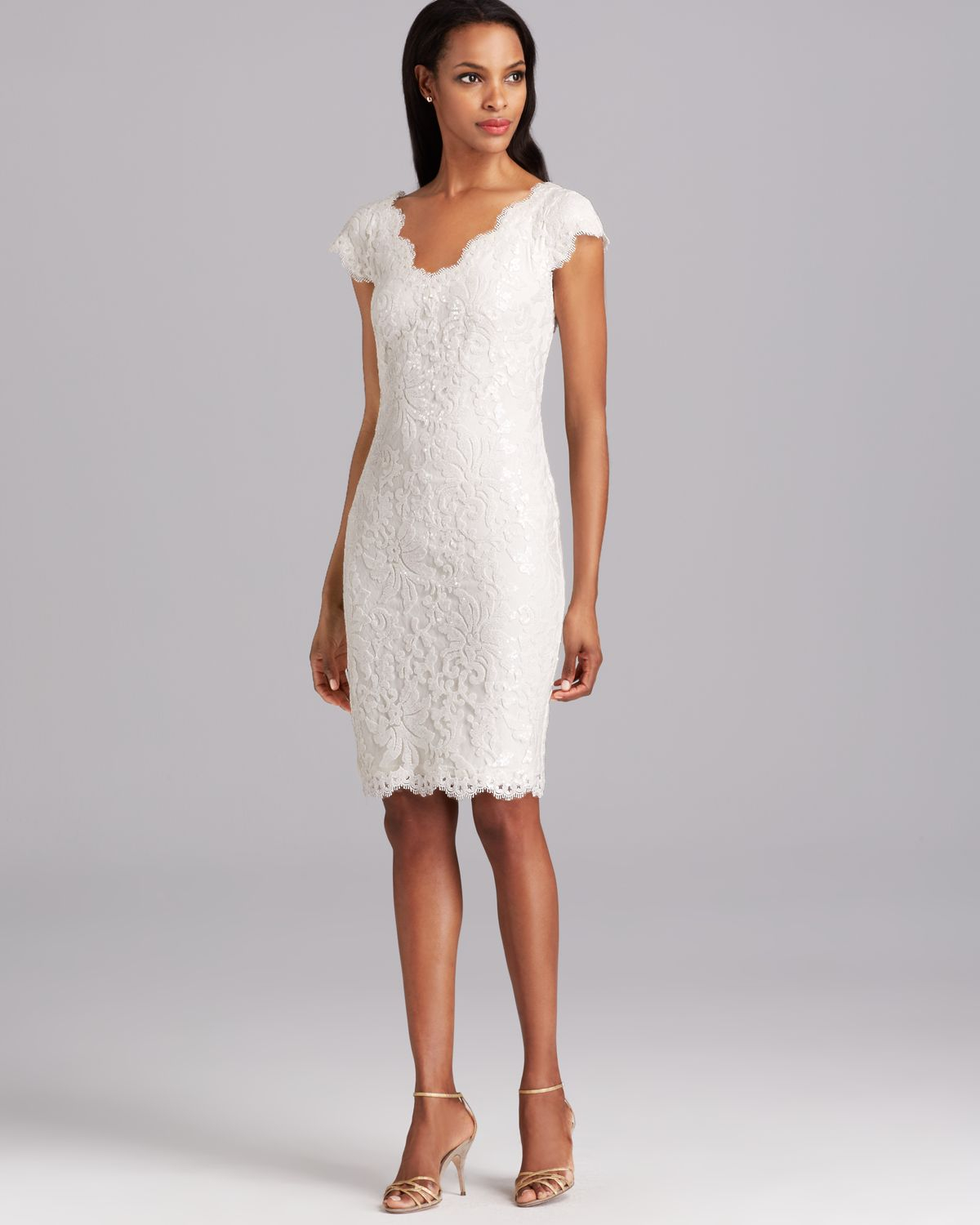 Tadashi Shoji Shoji Dress Cap Sleeve Lace in White - Lyst