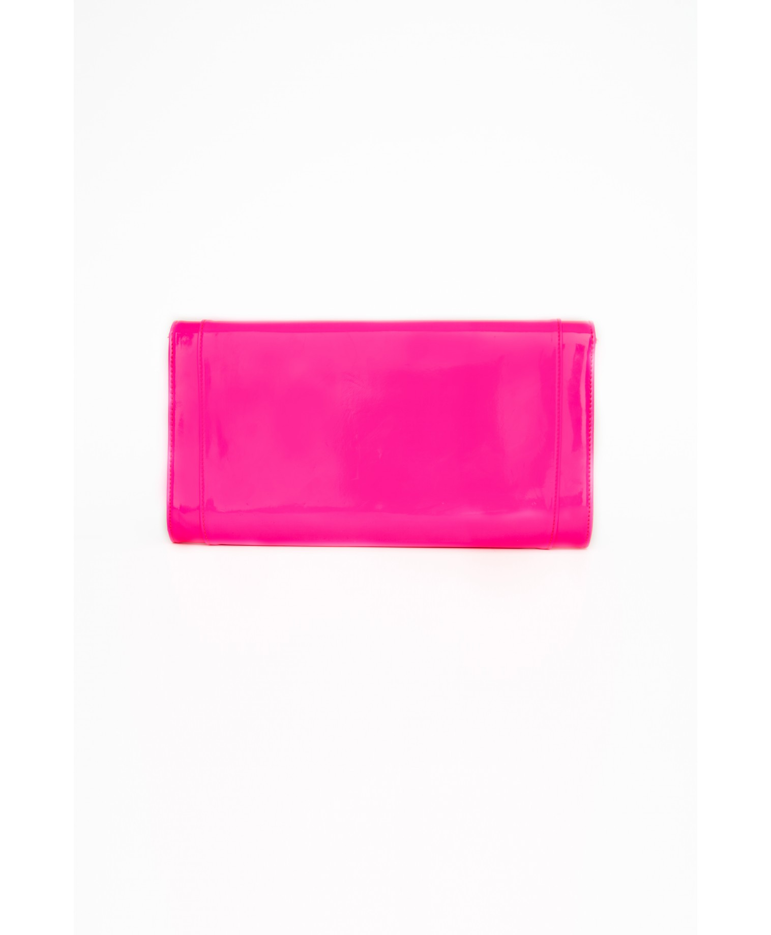 neon pink patent clutch bag