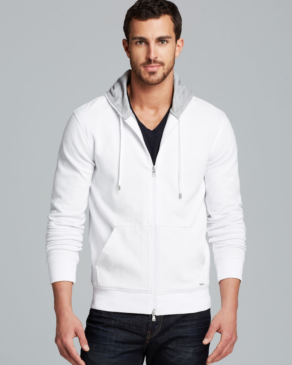 Michael Kors Waffle Hoodie in White for Men - Lyst