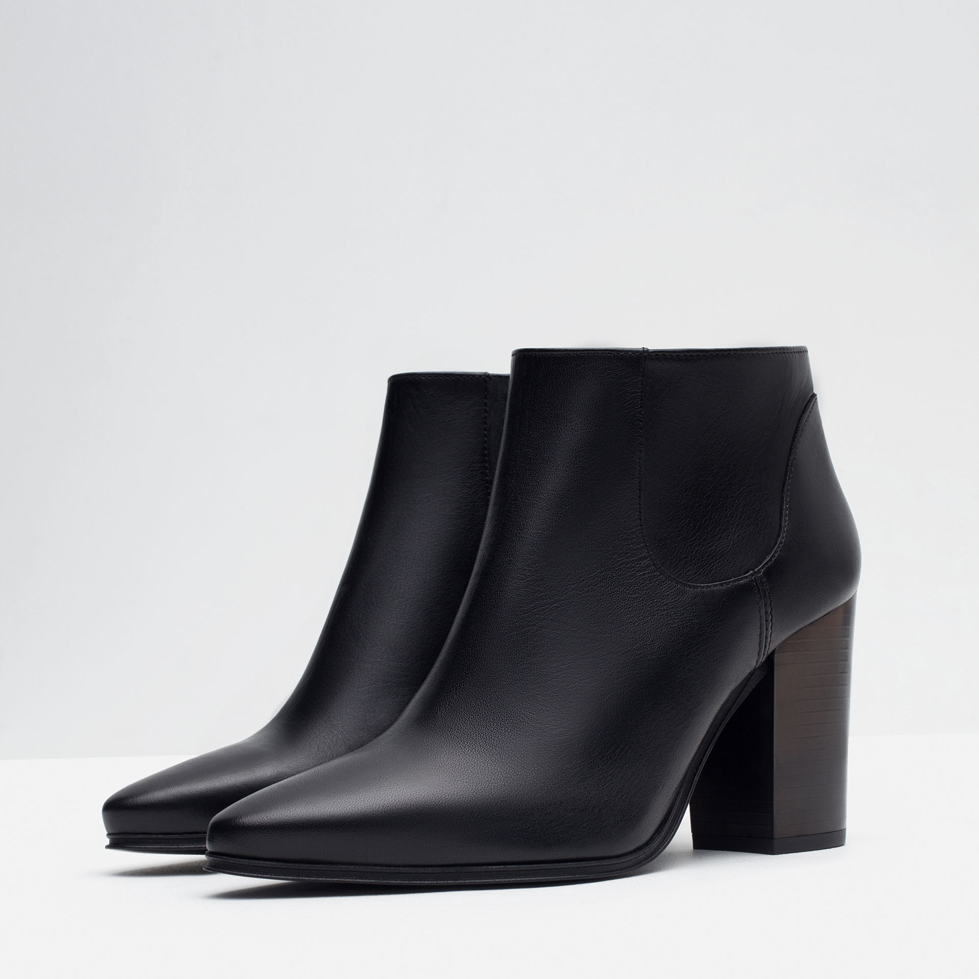 high heel leather ankle boots zara leather high heel ankle boots in black lyst high heel leather ankle boots zara leather high heel ankle boots in black lyst