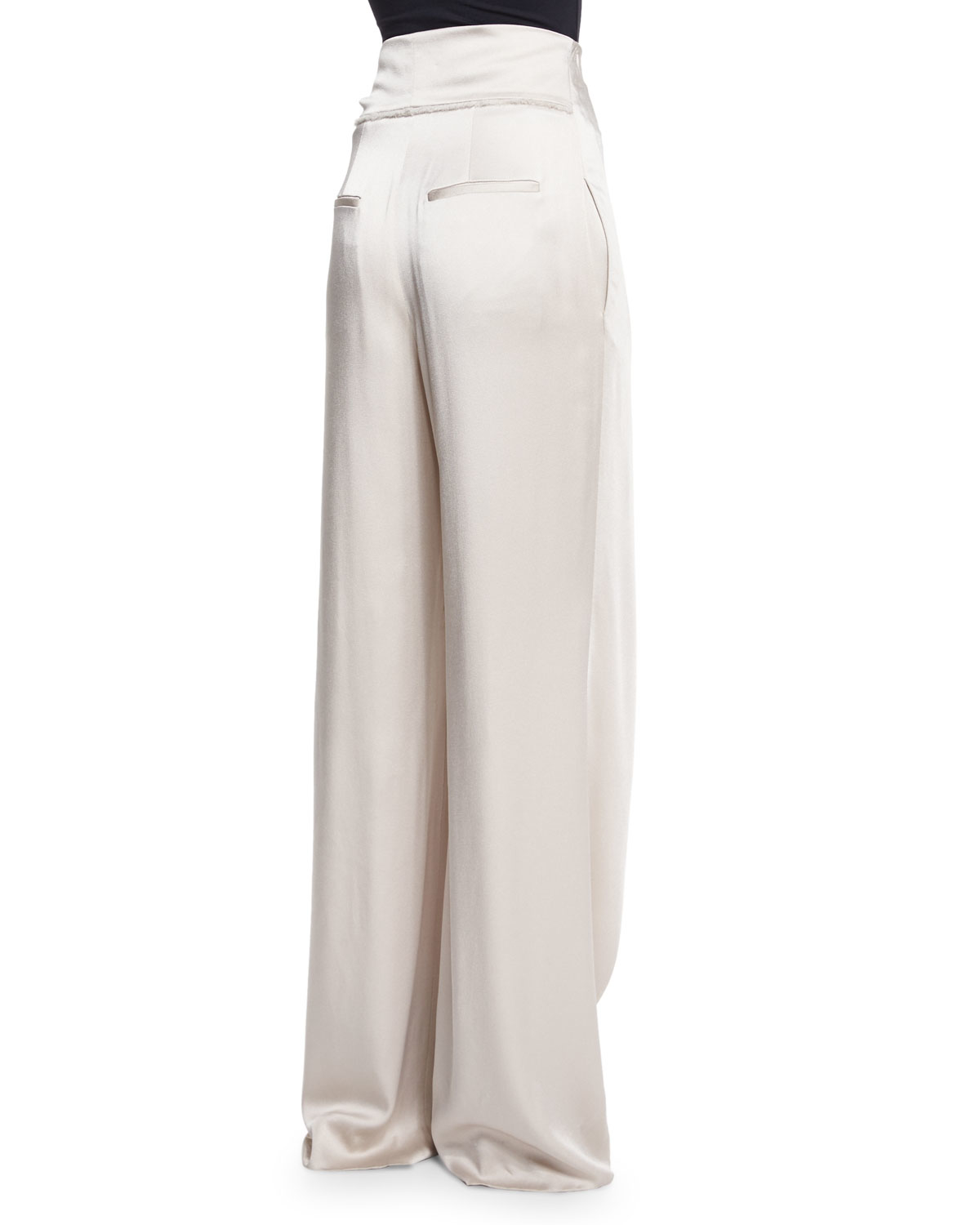 Maiyet Wide-Leg Wrapped Satin Pants in Natural | Lyst