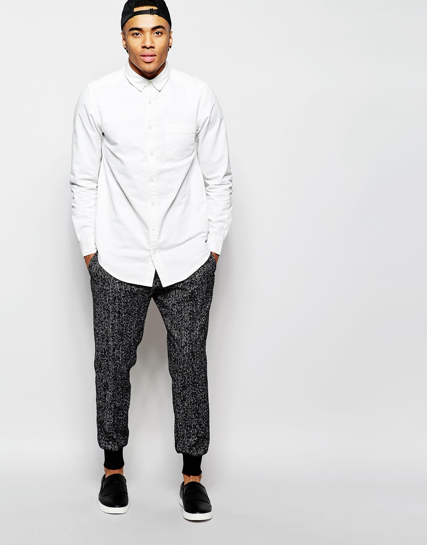 ASOS Wool Slim Smart Joggers In Textured Fabric in Black for Men - Lyst
