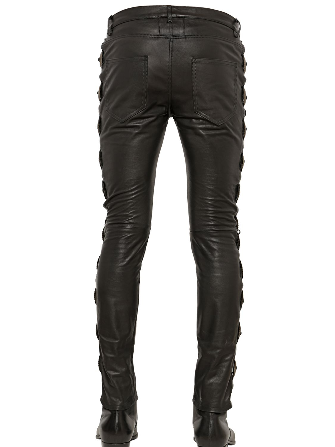 Saint Laurent 15cm Laced-up Embellished Leather Pants in Black for Men ...