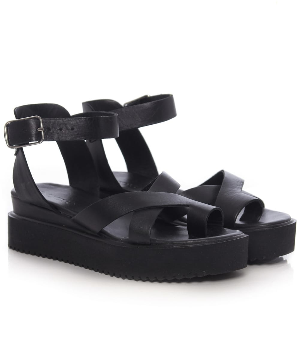 Inuovo Leather Multi Strap Sandals in Black - Lyst