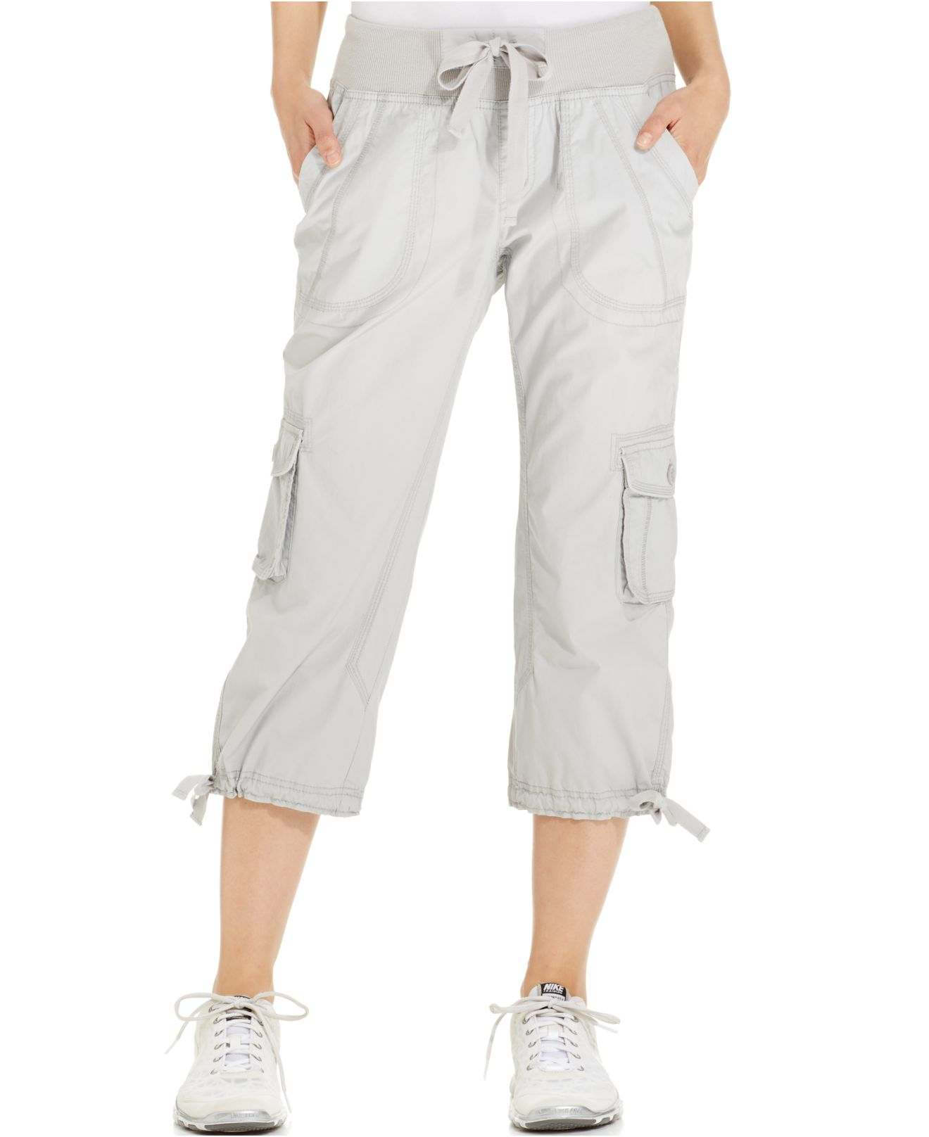 Calvin klein Performance Cropped Cargo Active Pants in Gray | Lyst