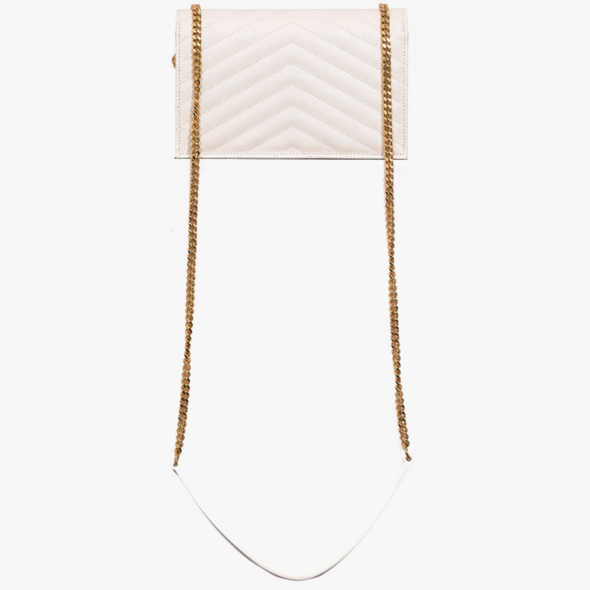 Saint laurent Grain De Poudre Leather Monogram Wallet in White | Lyst