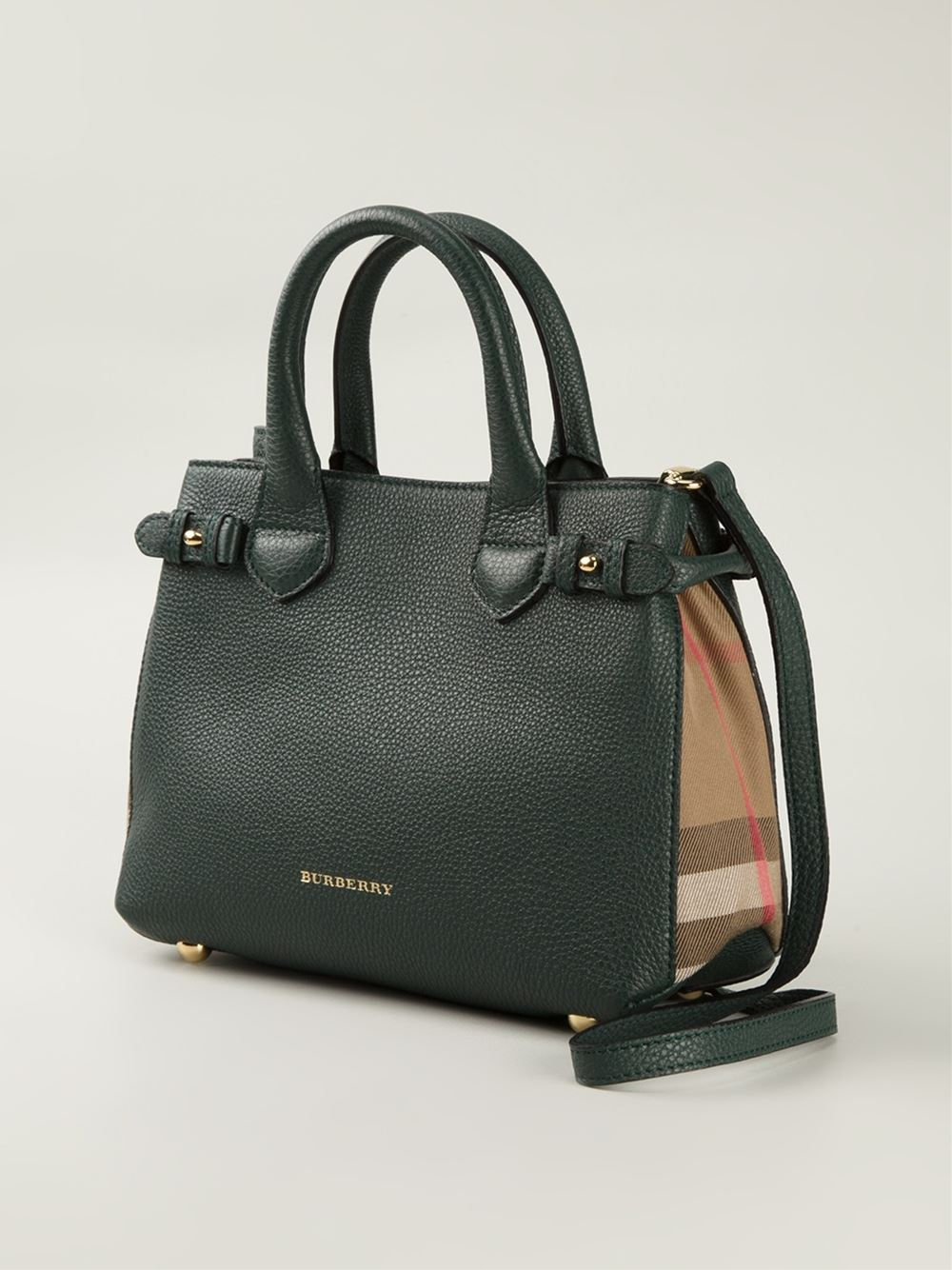Burberry Banner Small Calf-Leather Tote in Green | Lyst