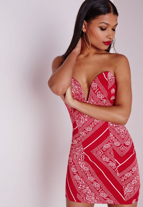 red bandana bodycon dress