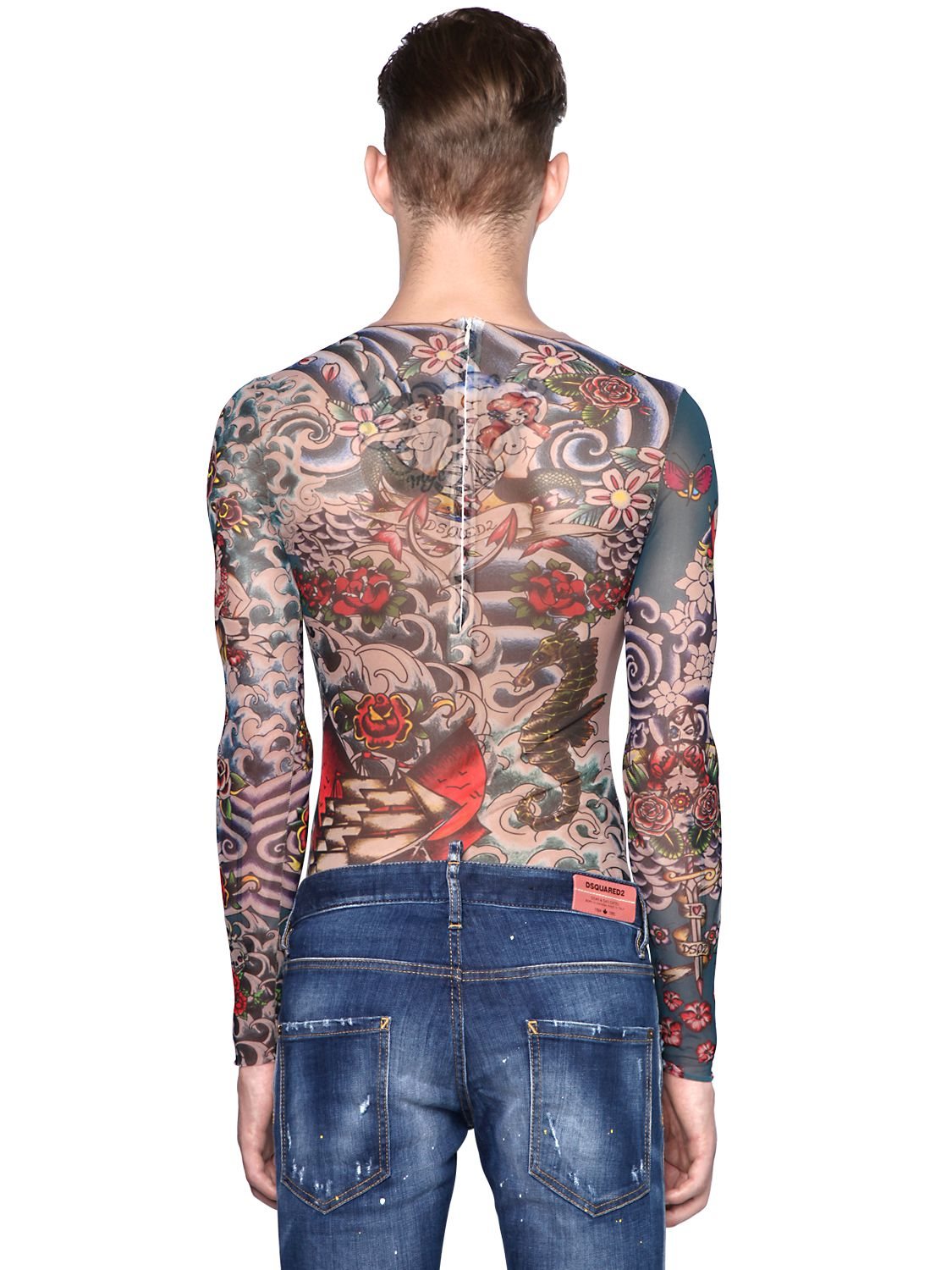 DSquared² Tattoo Printed Sheer Long Sleeve T-shirt for Men - Lyst