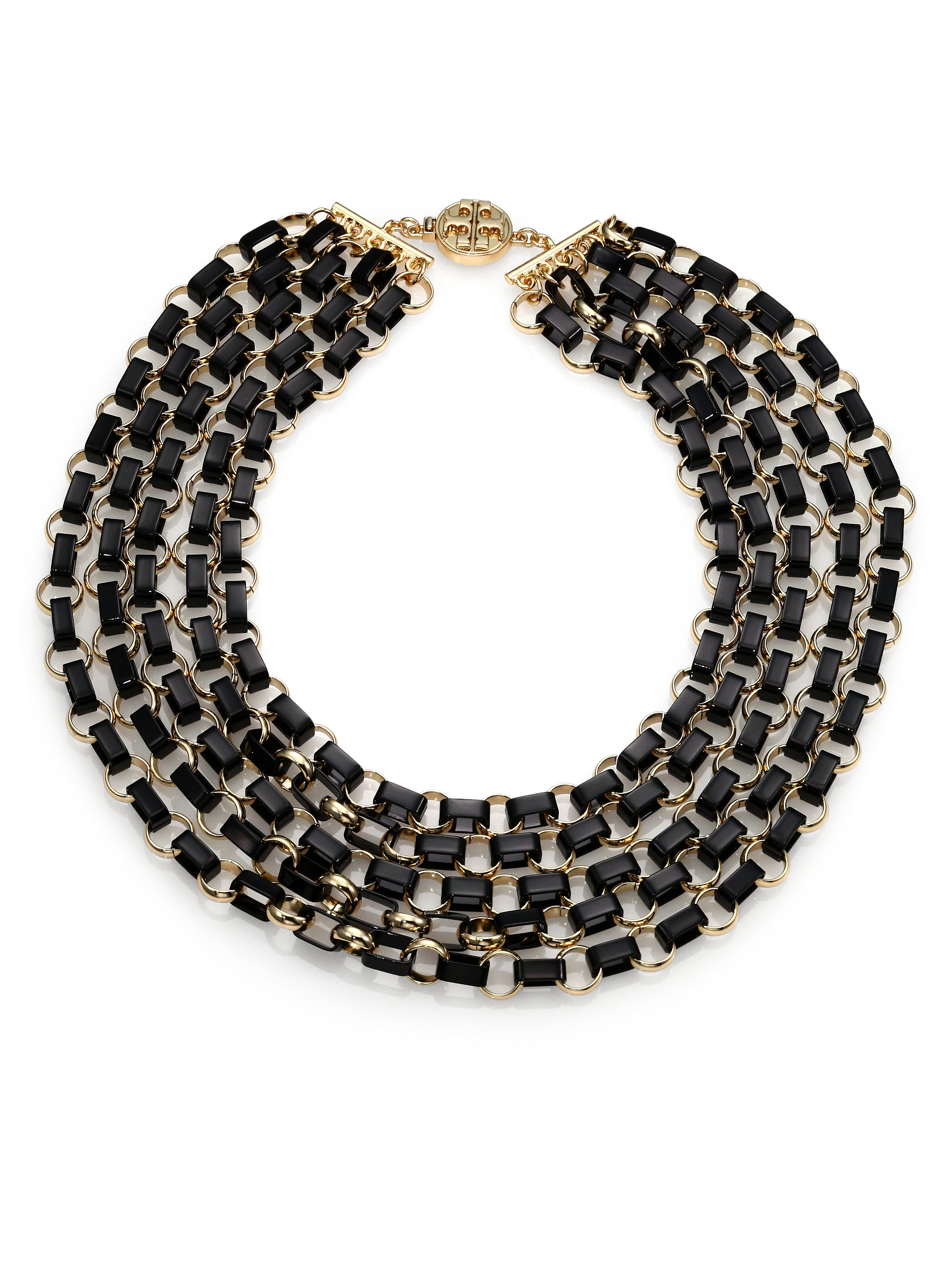 Tory Burch Aselma Leather Multi-Strand Necklace in Black - Lyst