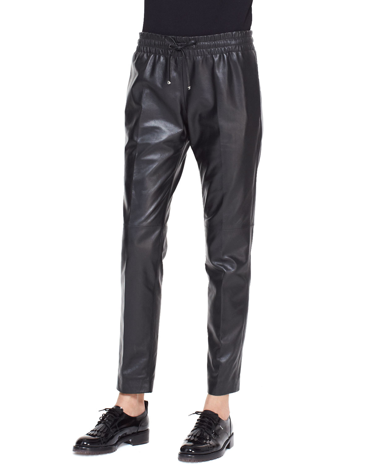 leather track pants womens