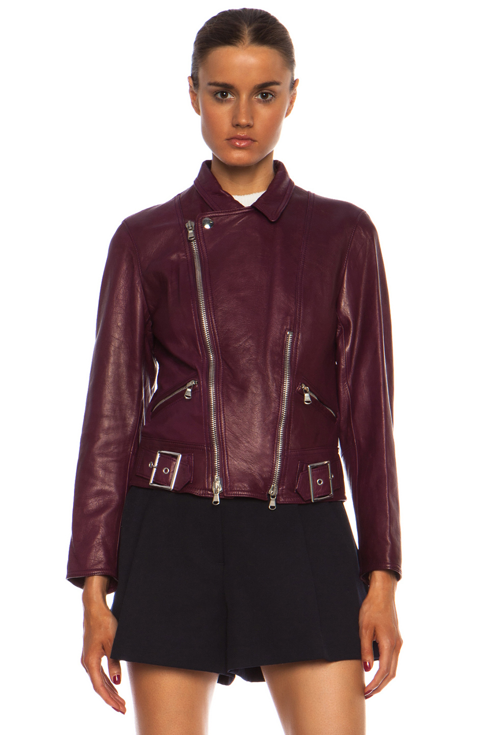 Lyst 3 1 Phillip Lim Sculpted Motorcycle Leather Jacket In Purple Gallery
