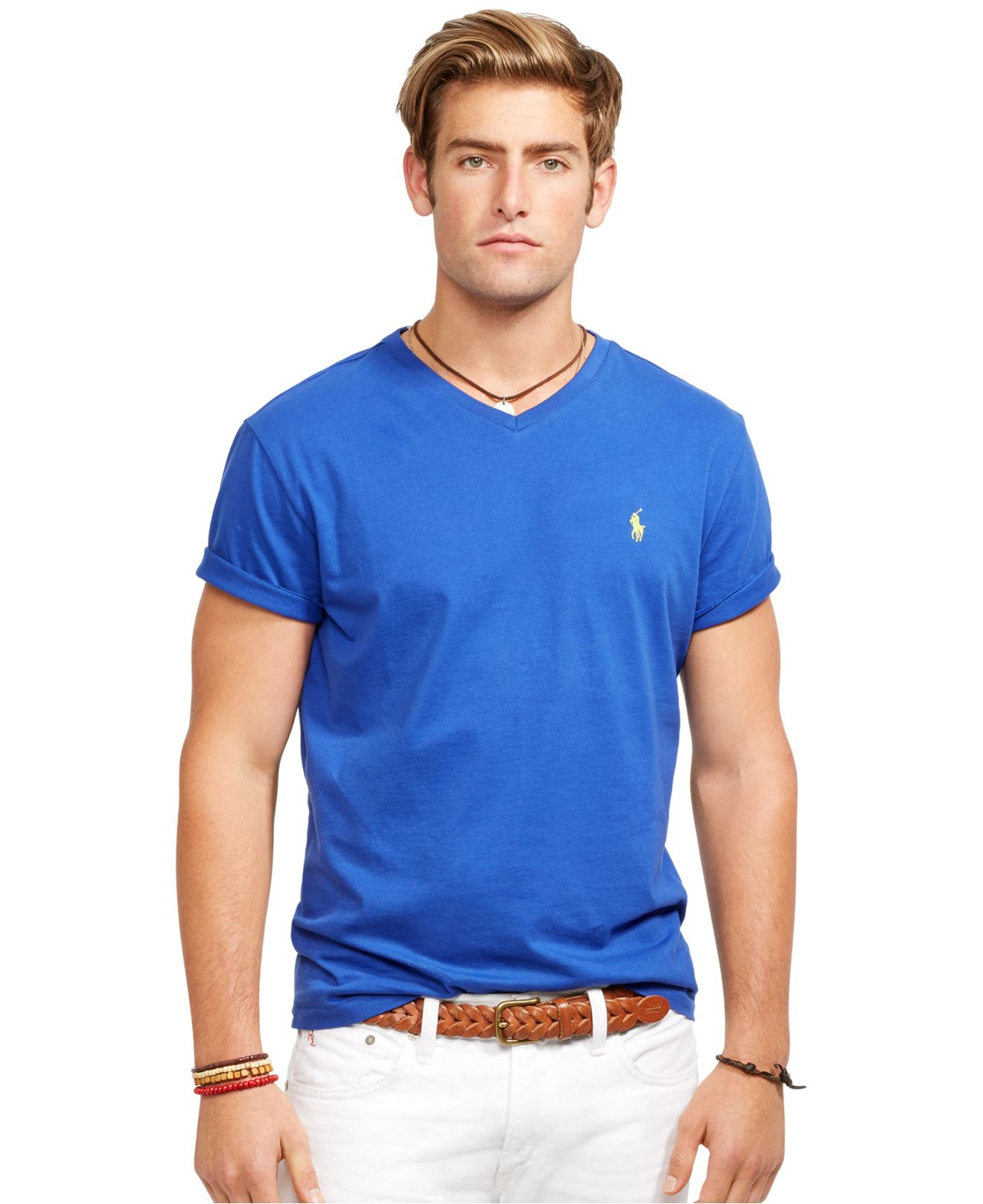 Lyst - Polo Ralph Lauren Jersey V-neck T-shirt in Blue for Men