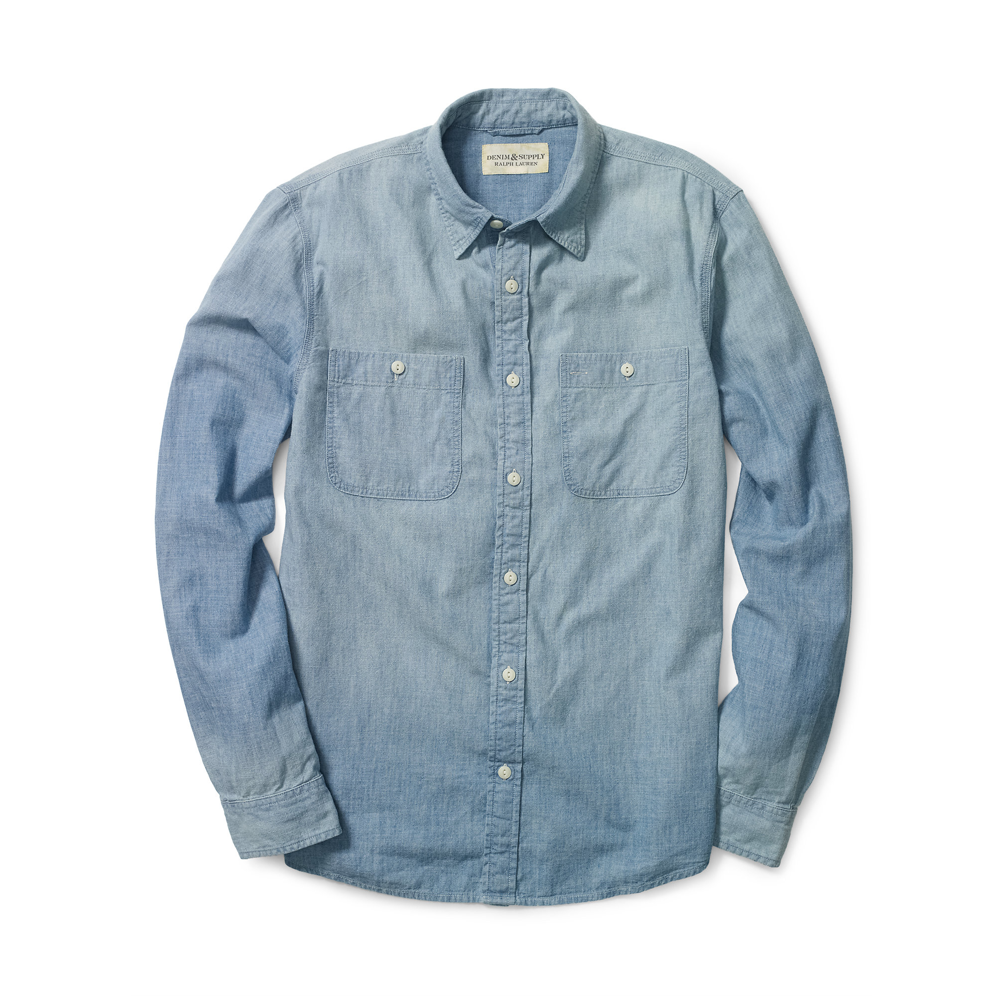Denim & Supply Ralph Lauren Cotton Chambray Shirt in Faded Bleach Wash  (Blue) for Men - Lyst