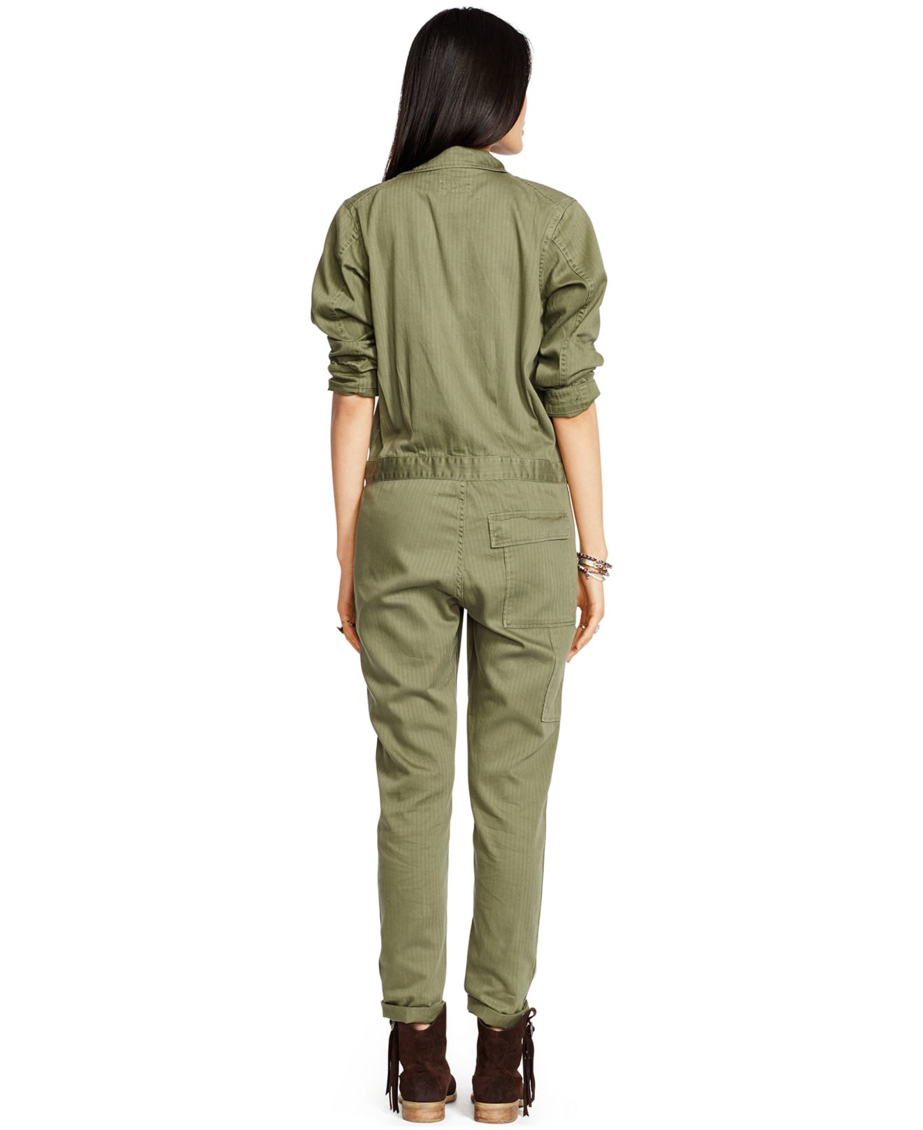 Denim & Supply Ralph Lauren Button-front Jumpsuit in Green | Lyst